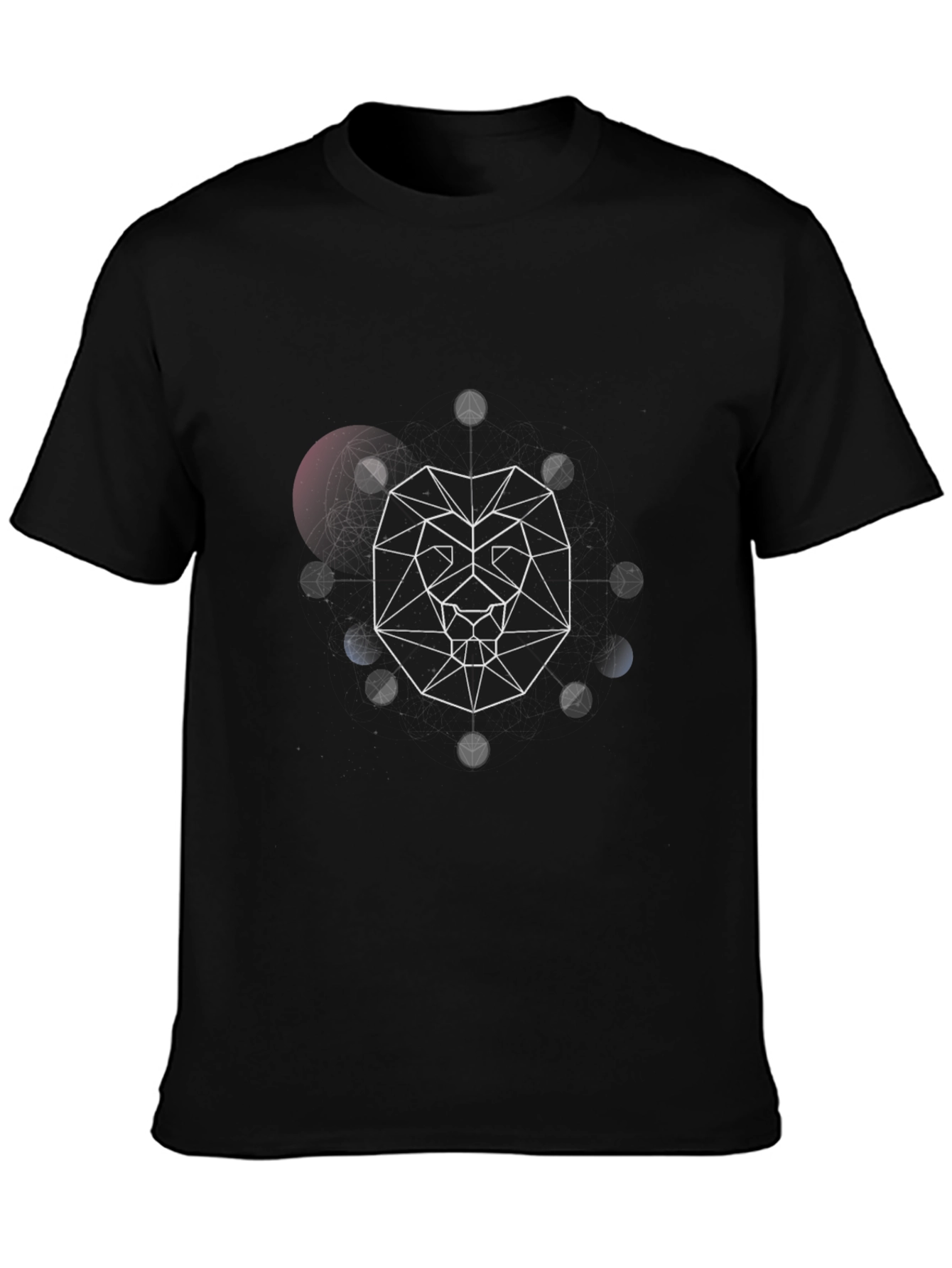 Geometric Lion Graphic Black T-Shirt