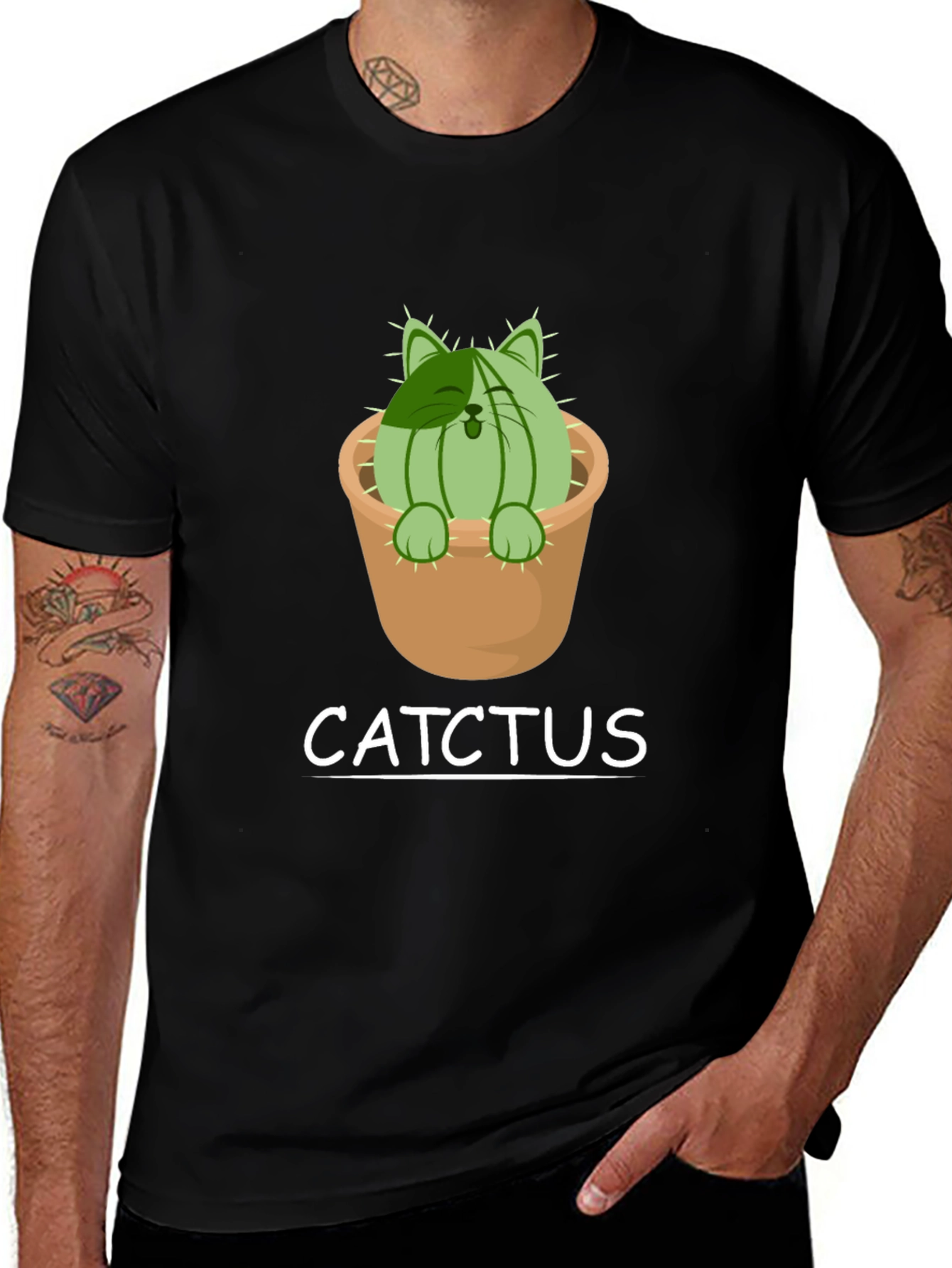 Cat Cactus T-Shirt - Catchtus Funny Tee