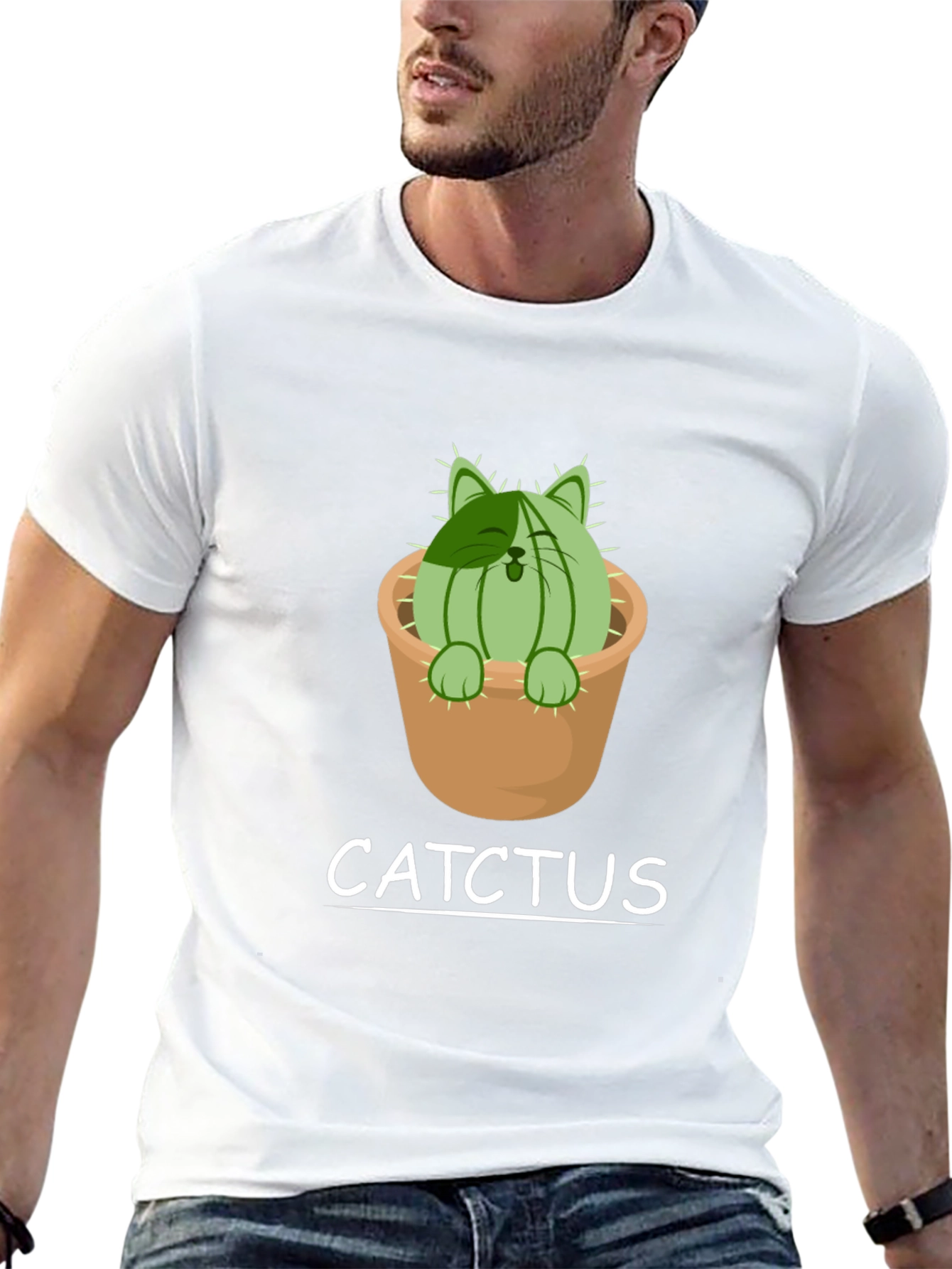 Cat Cactus T-Shirt - Catchtus Funny Tee