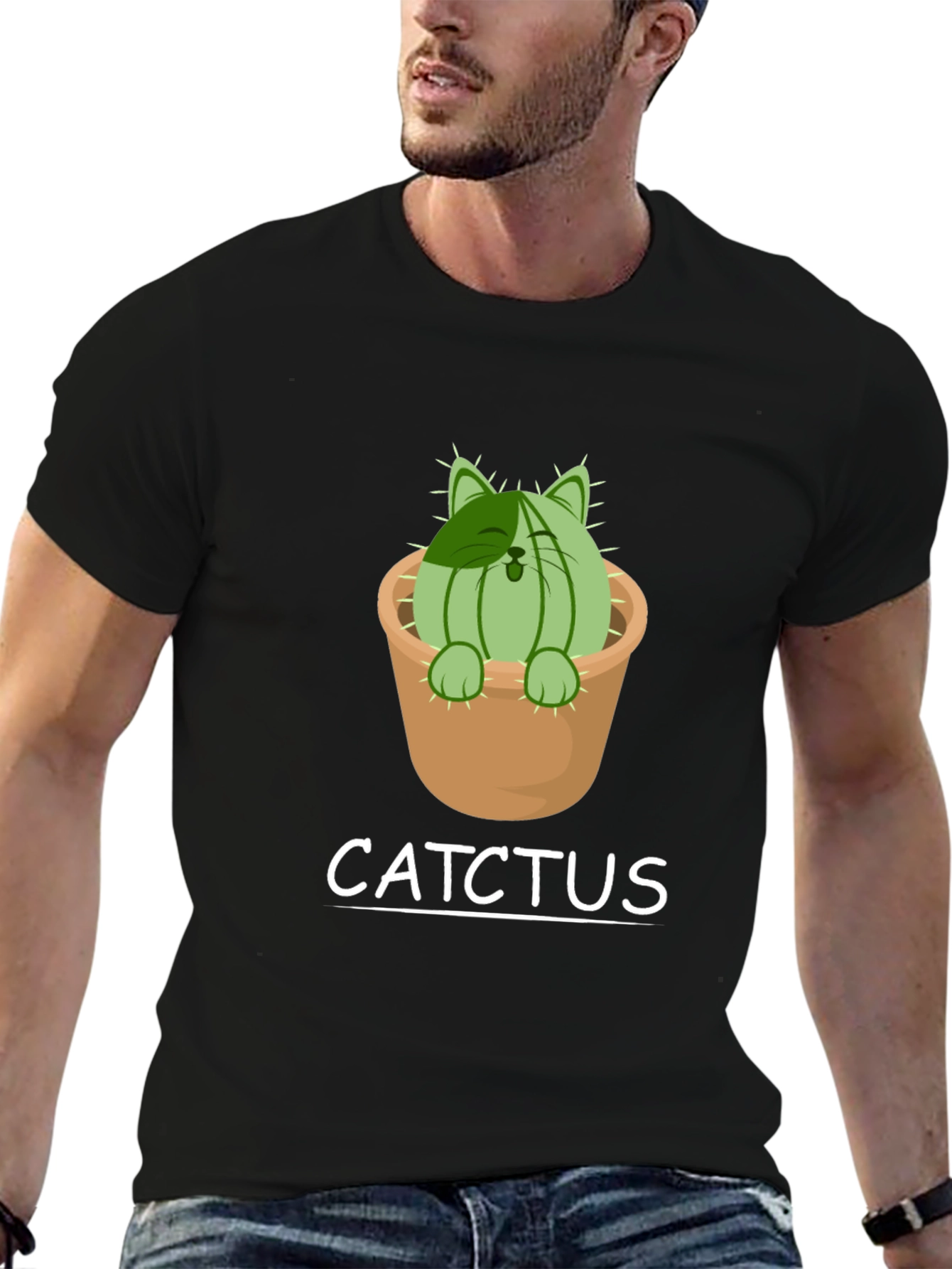 Cat Cactus T-Shirt - Catchtus Funny Tee