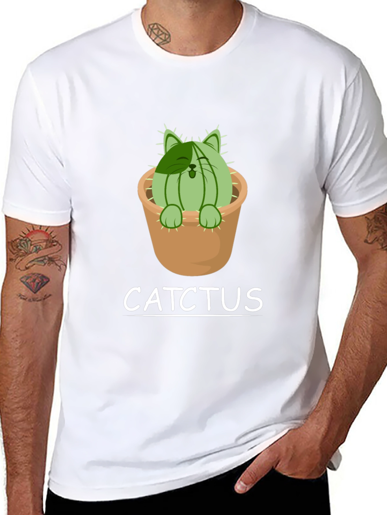 Cat Cactus T-Shirt - Catchtus Funny Tee