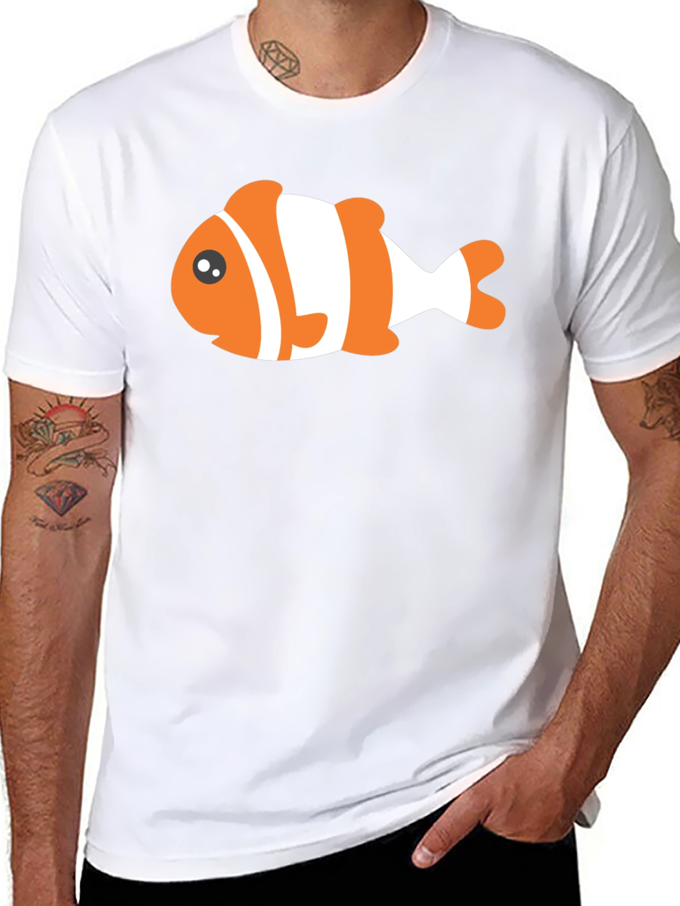 Clown Fish Graphic Tee - Black Cotton T-Shirt