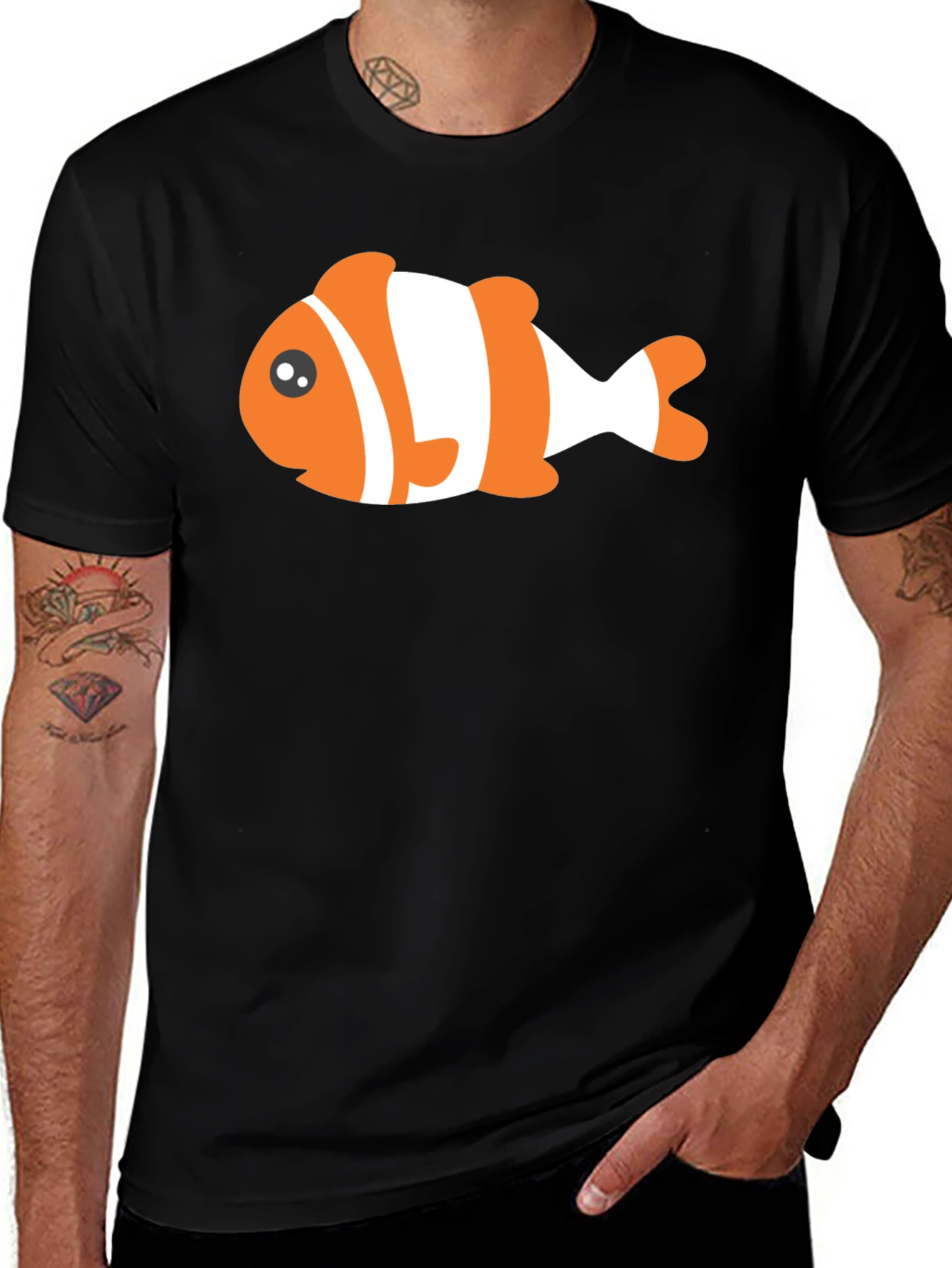 Clown Fish Graphic Tee - Black Cotton T-Shirt