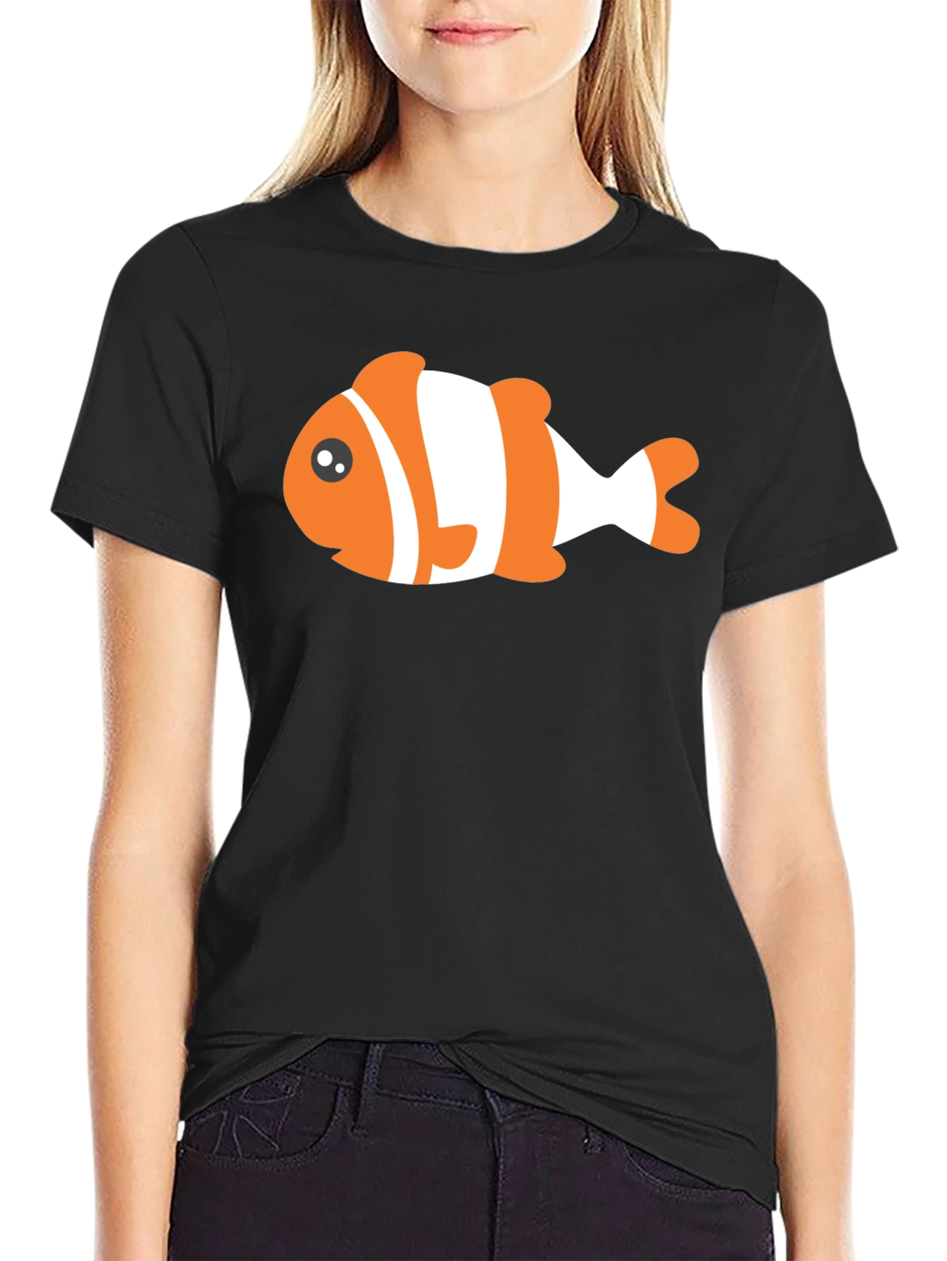 Clown Fish Graphic Tee - Black Cotton T-Shirt