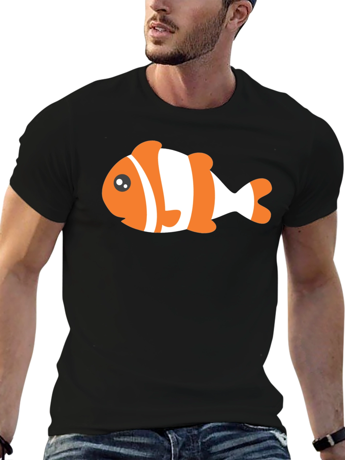 Clown Fish Graphic Tee - Black Cotton T-Shirt