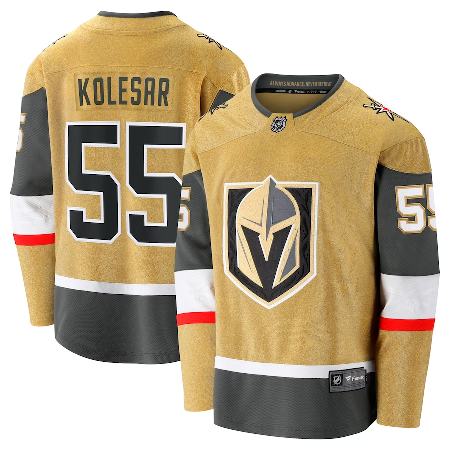 Men's Vegas Golden Knights Keegan Kolesar #55 Gold Home Breakaway Jerseys