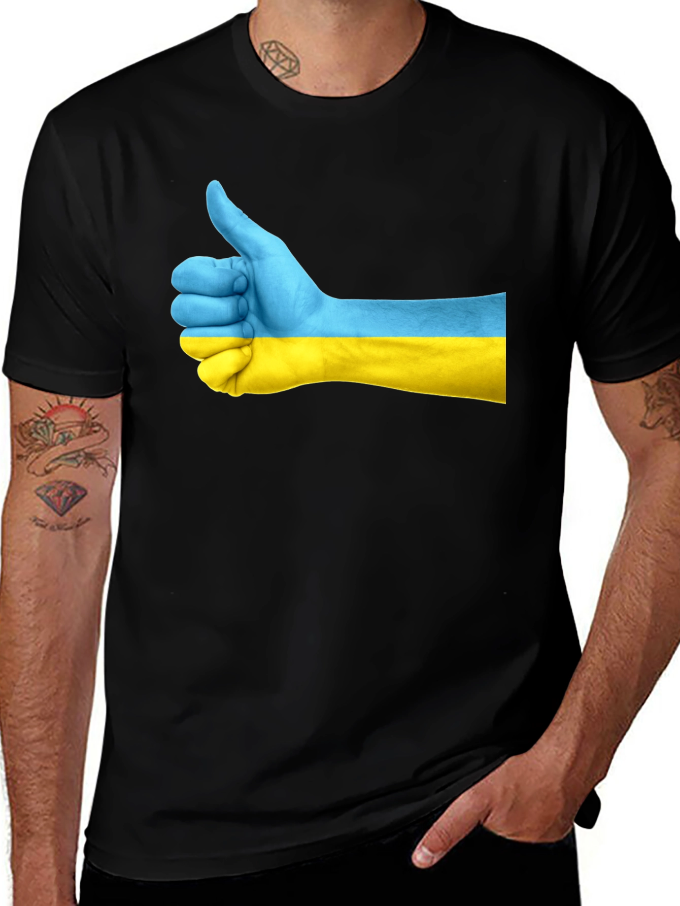 Ukraine Thumbs Up Graphic Tee - Black