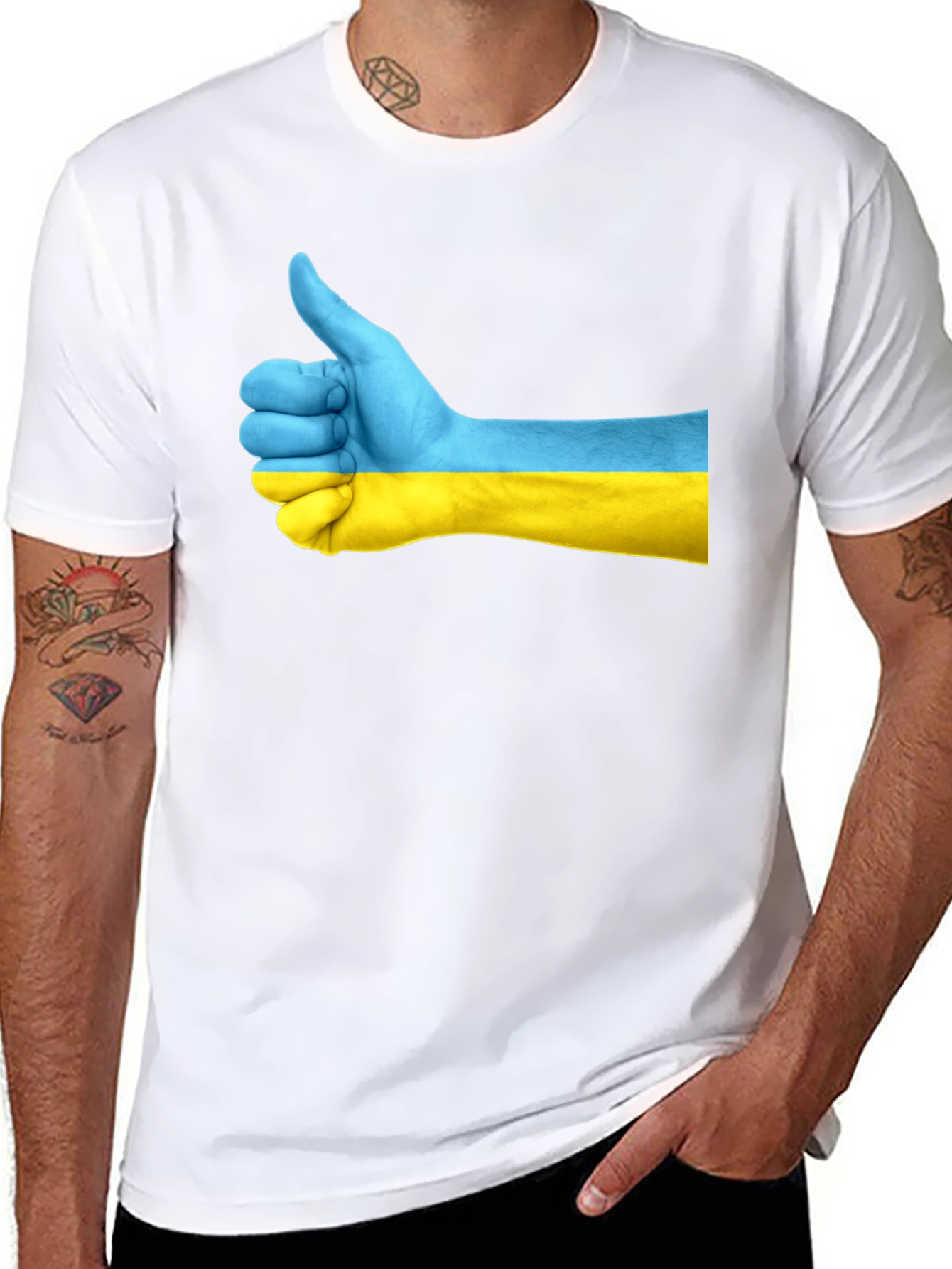 Ukraine Thumbs Up Graphic Tee - Black