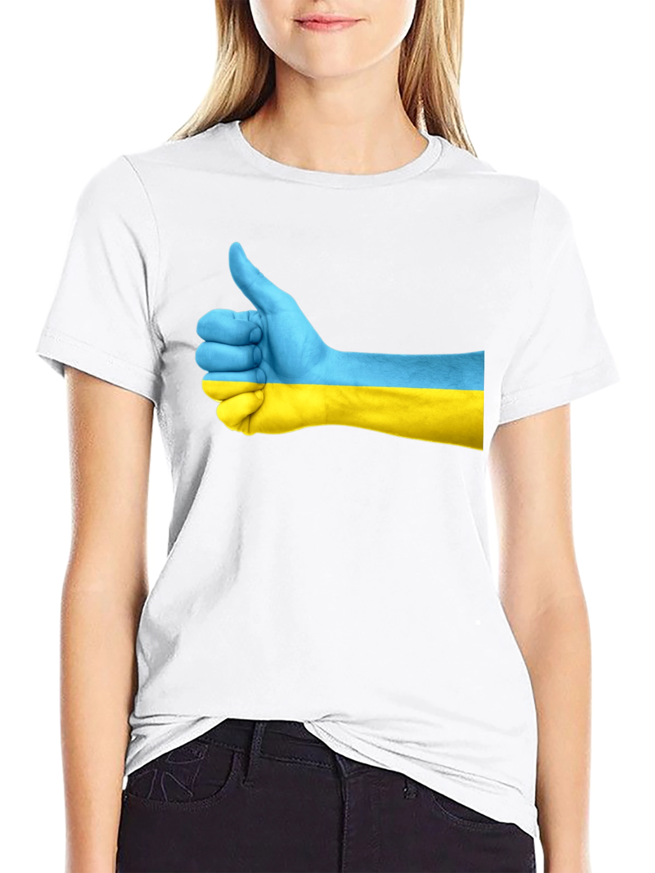 Ukraine Thumbs Up Graphic Tee - Black