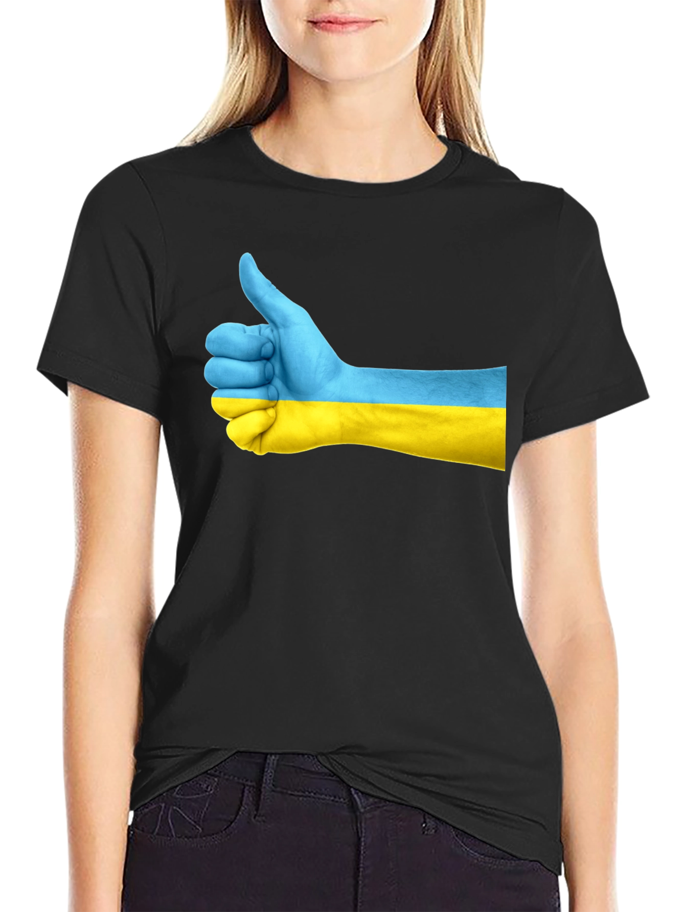 Ukraine Thumbs Up Graphic Tee - Black
