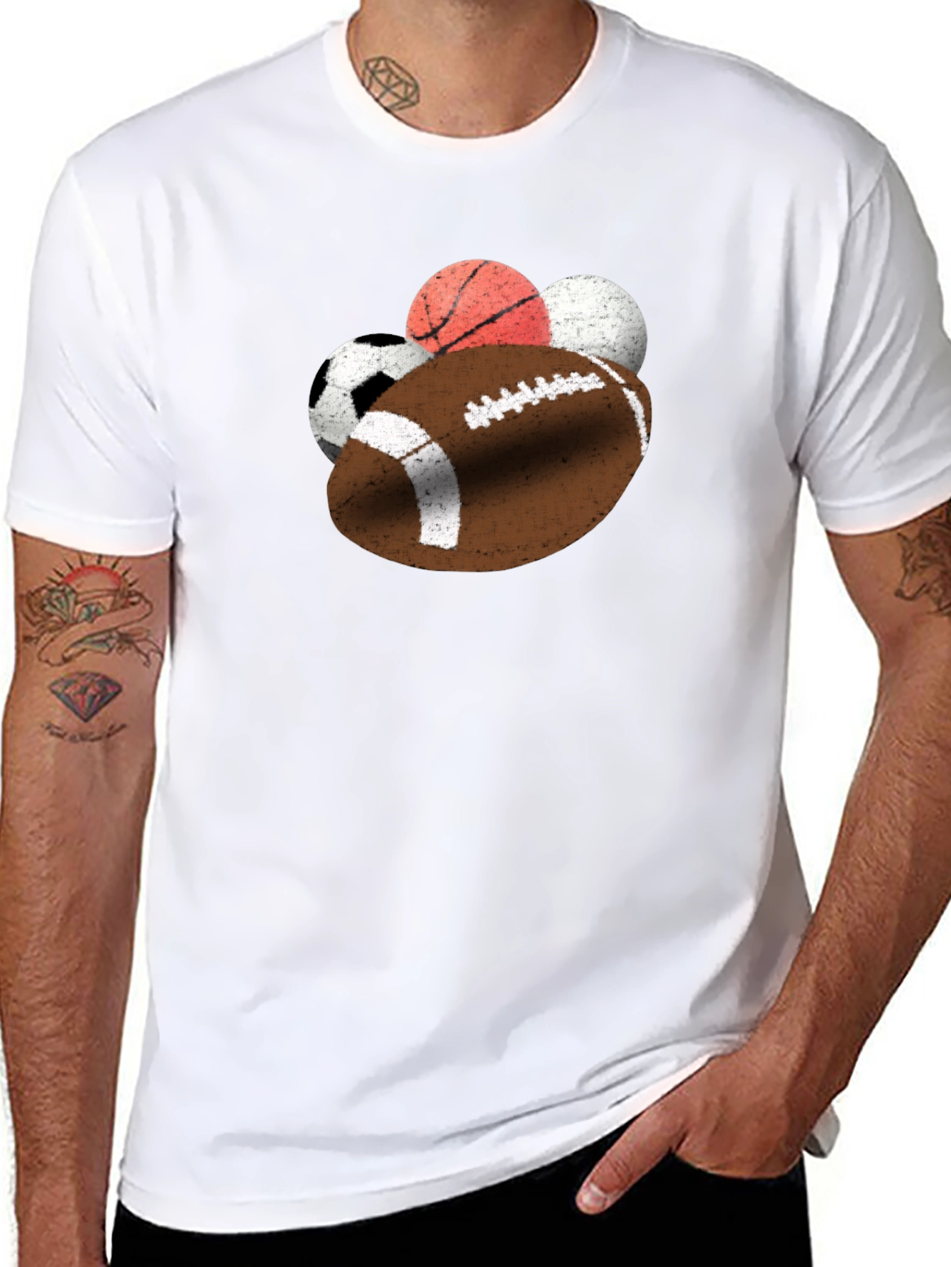 Sports Ball T-Shirt - Football Basketball Soccer
