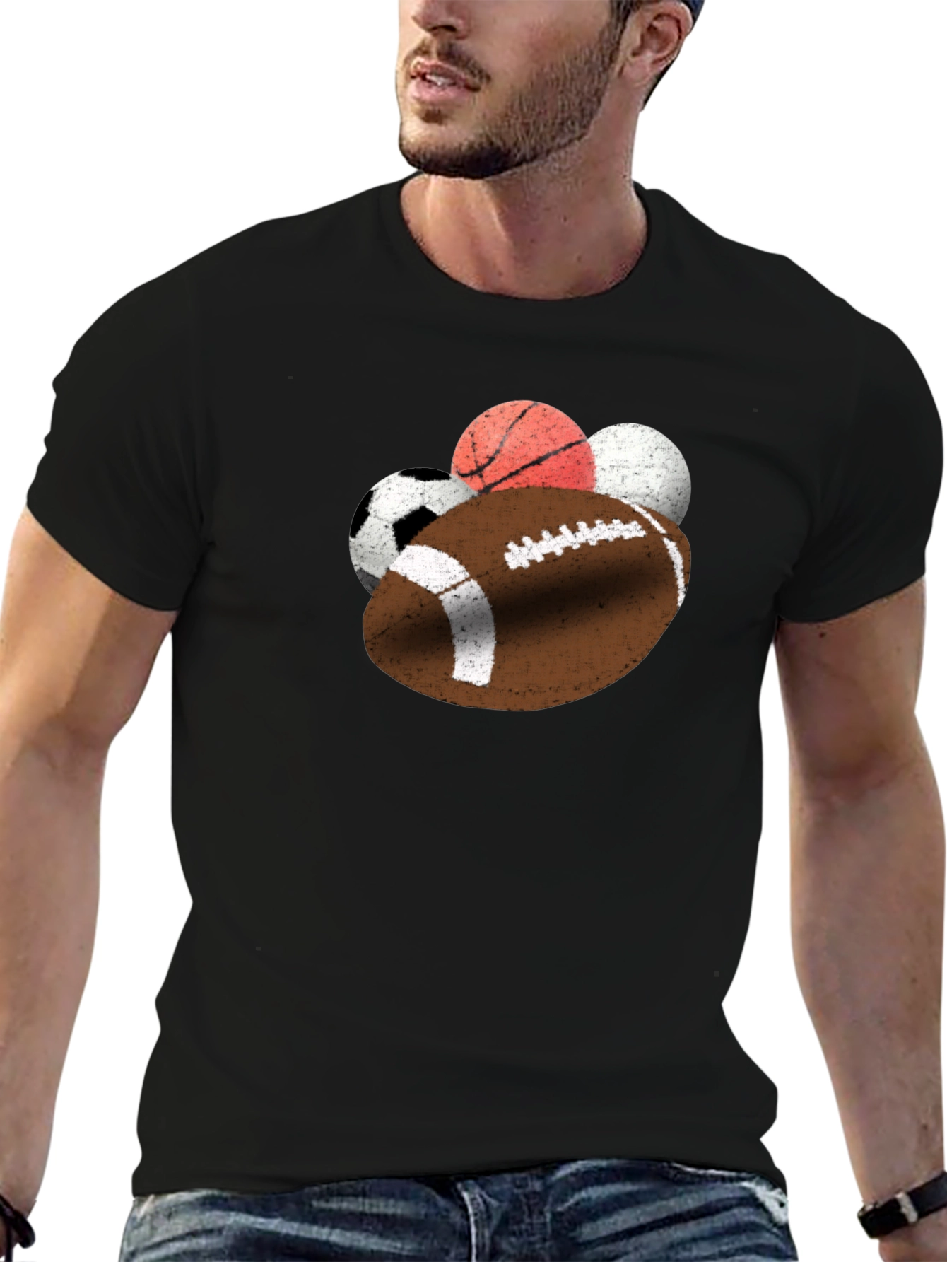 Sports Ball T-Shirt - Football Basketball Soccer