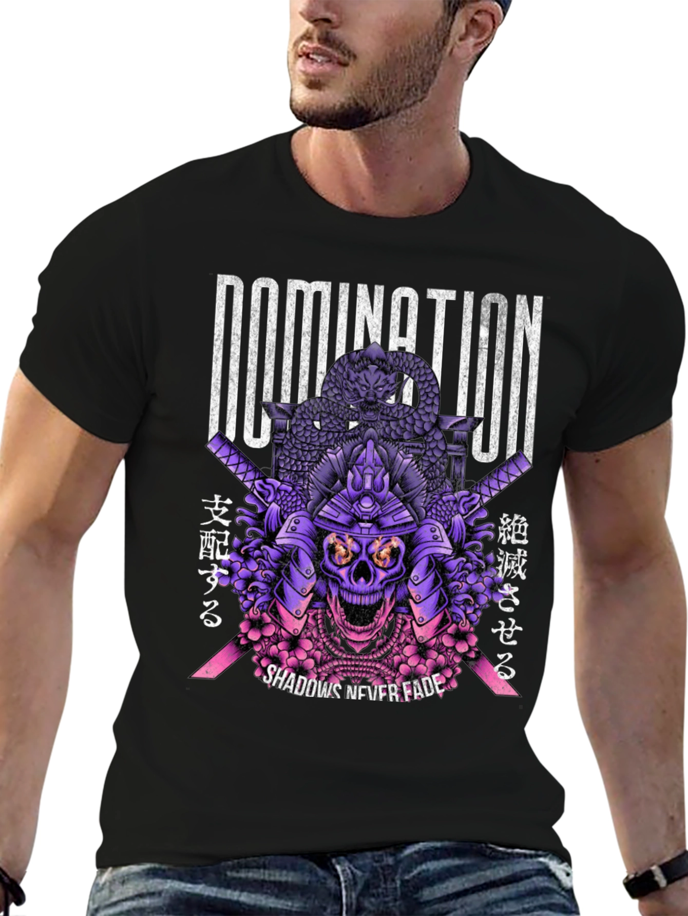 Domination Samurai Skull Graphic T-Shirt