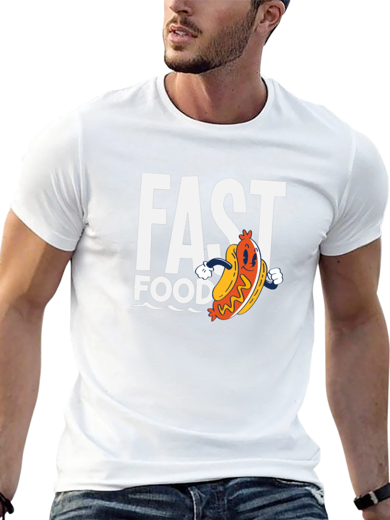 Fast Food Hotdog Graphic T-Shirt - Casual Wear