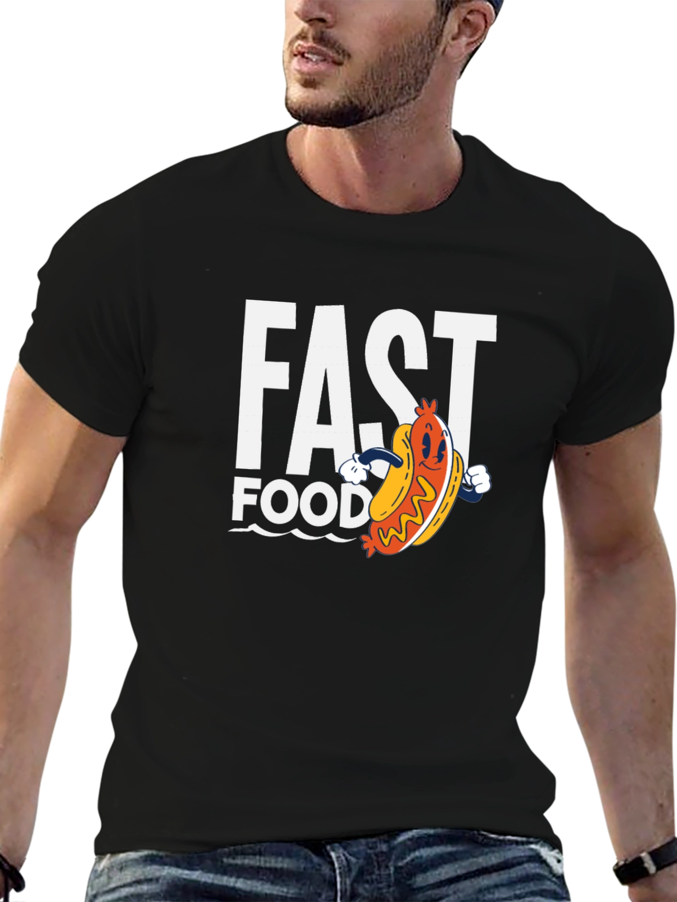 Fast Food Hotdog Graphic T-Shirt - Casual Wear