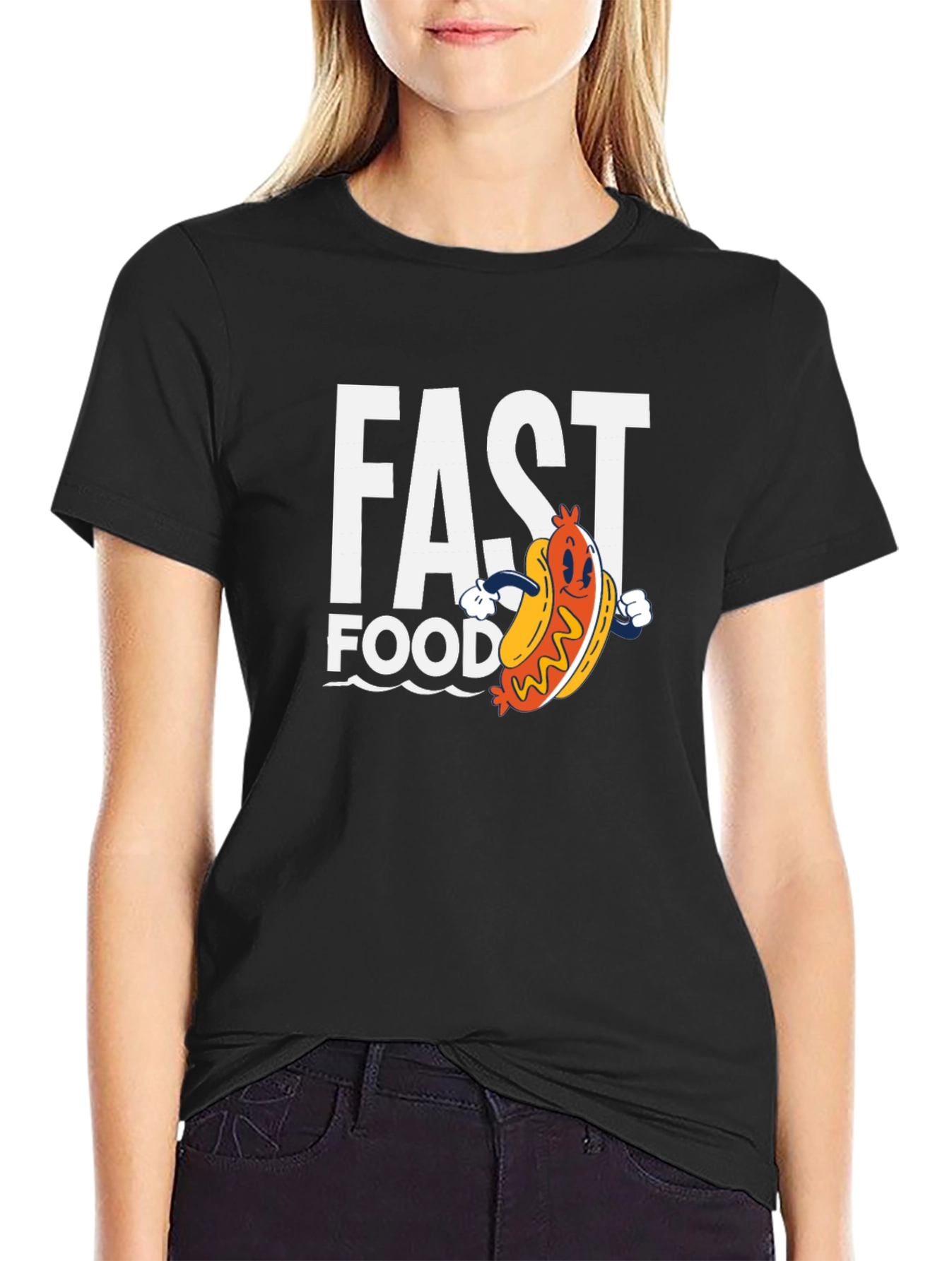 Fast Food Hotdog Graphic T-Shirt - Casual Wear