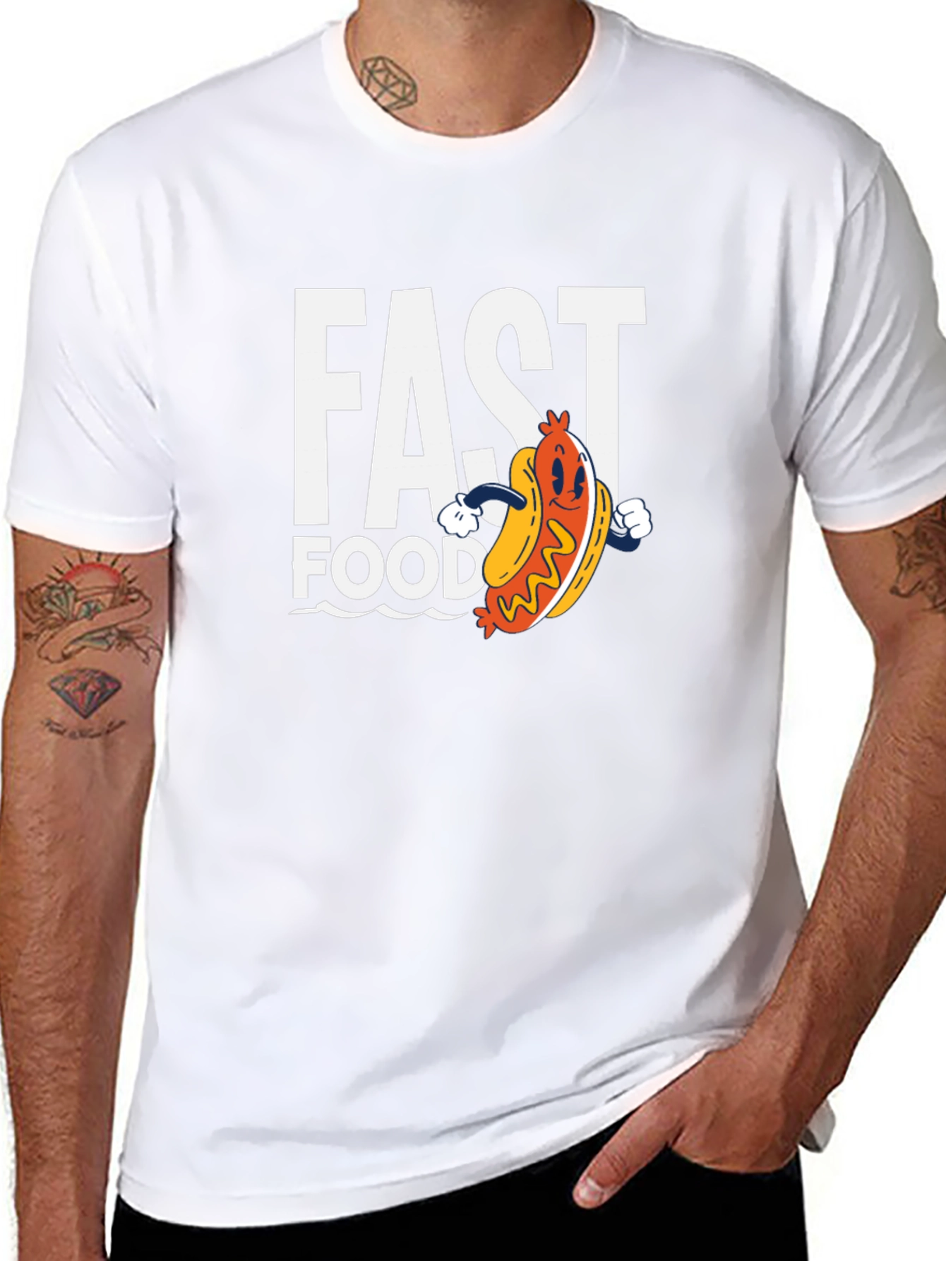Fast Food Hotdog Graphic T-Shirt - Casual Wear