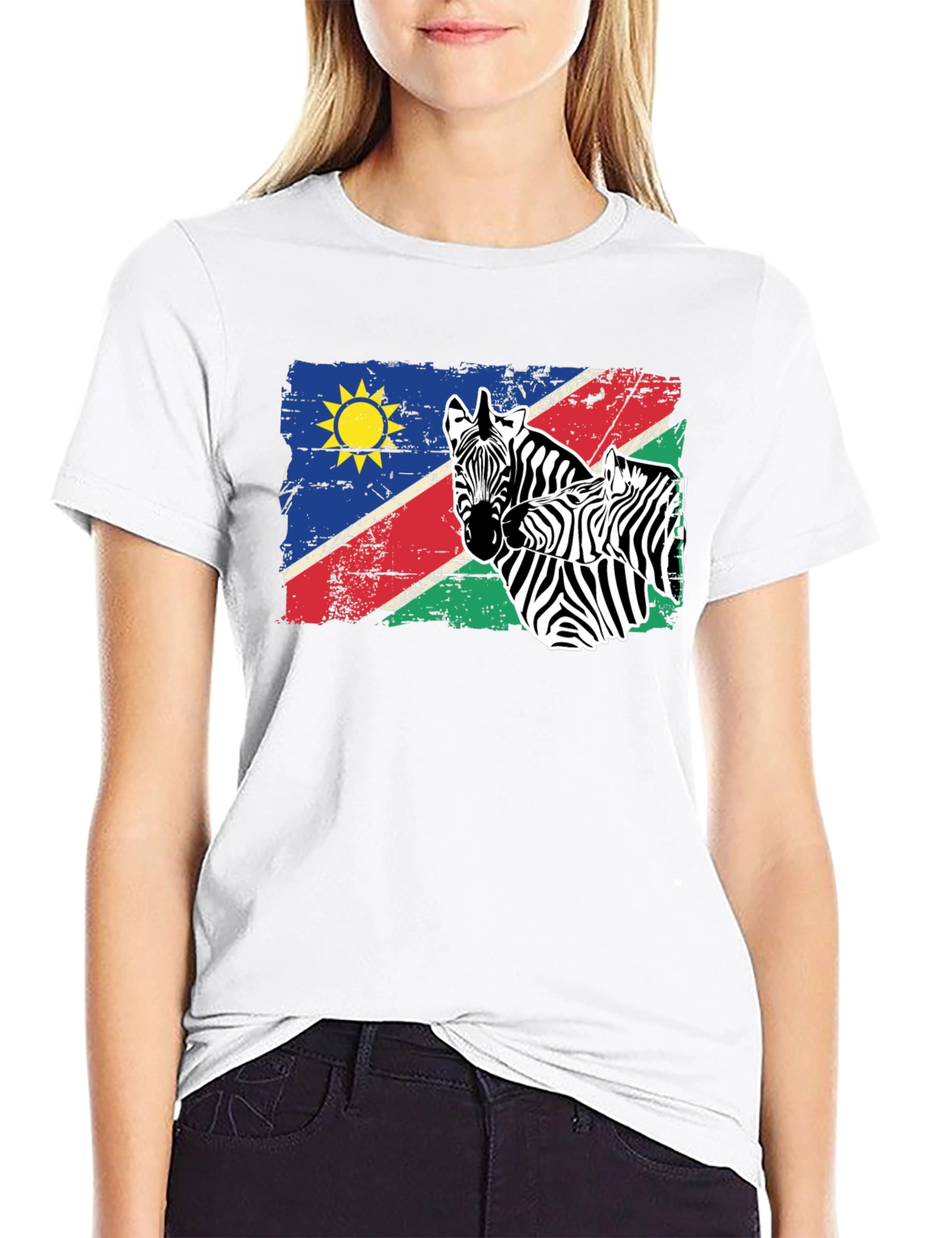 Namibia Flag Zebra Graphic T-Shirt