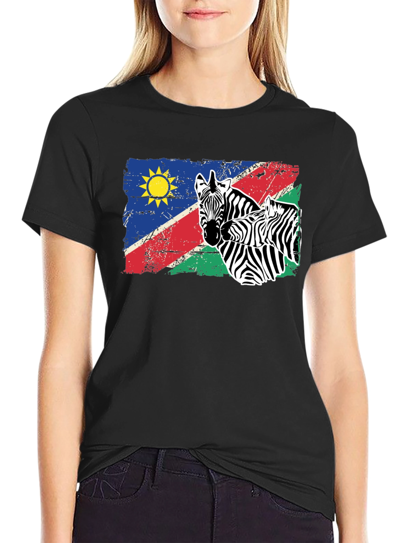 Namibia Flag Zebra Graphic T-Shirt