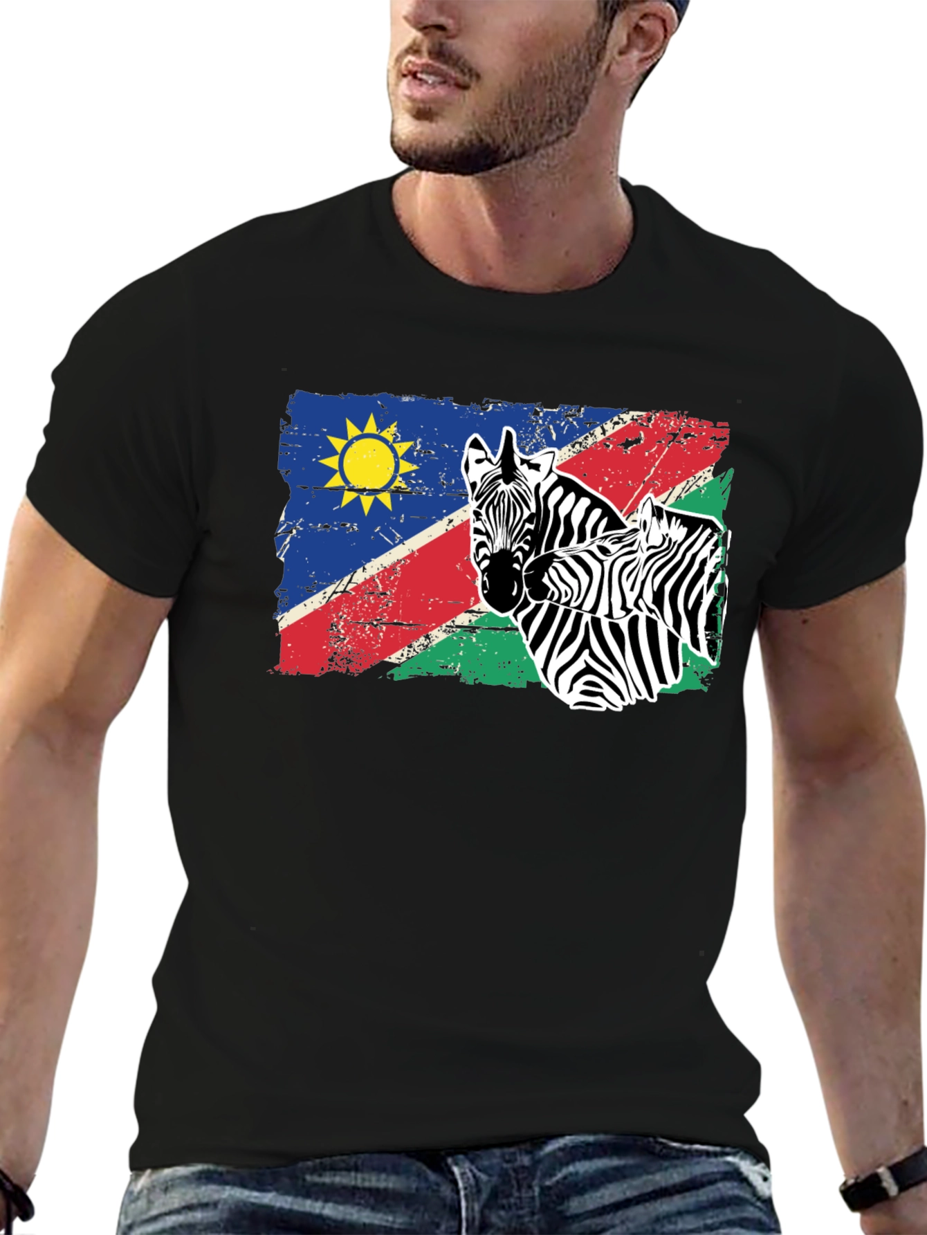 Namibia Flag Zebra Graphic T-Shirt