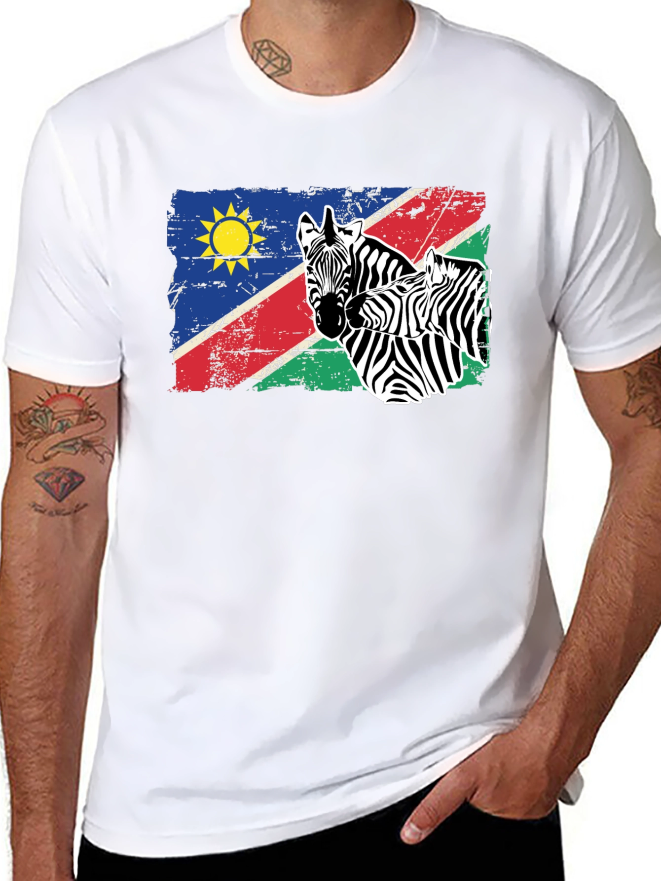 Namibia Flag Zebra Graphic T-Shirt
