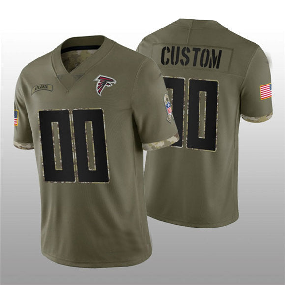 Custom1 Atlanta Falcons ACTIVE PLAYER 2022 Olive Salute To Service Limited Stitched Jerseys Football Jerseys