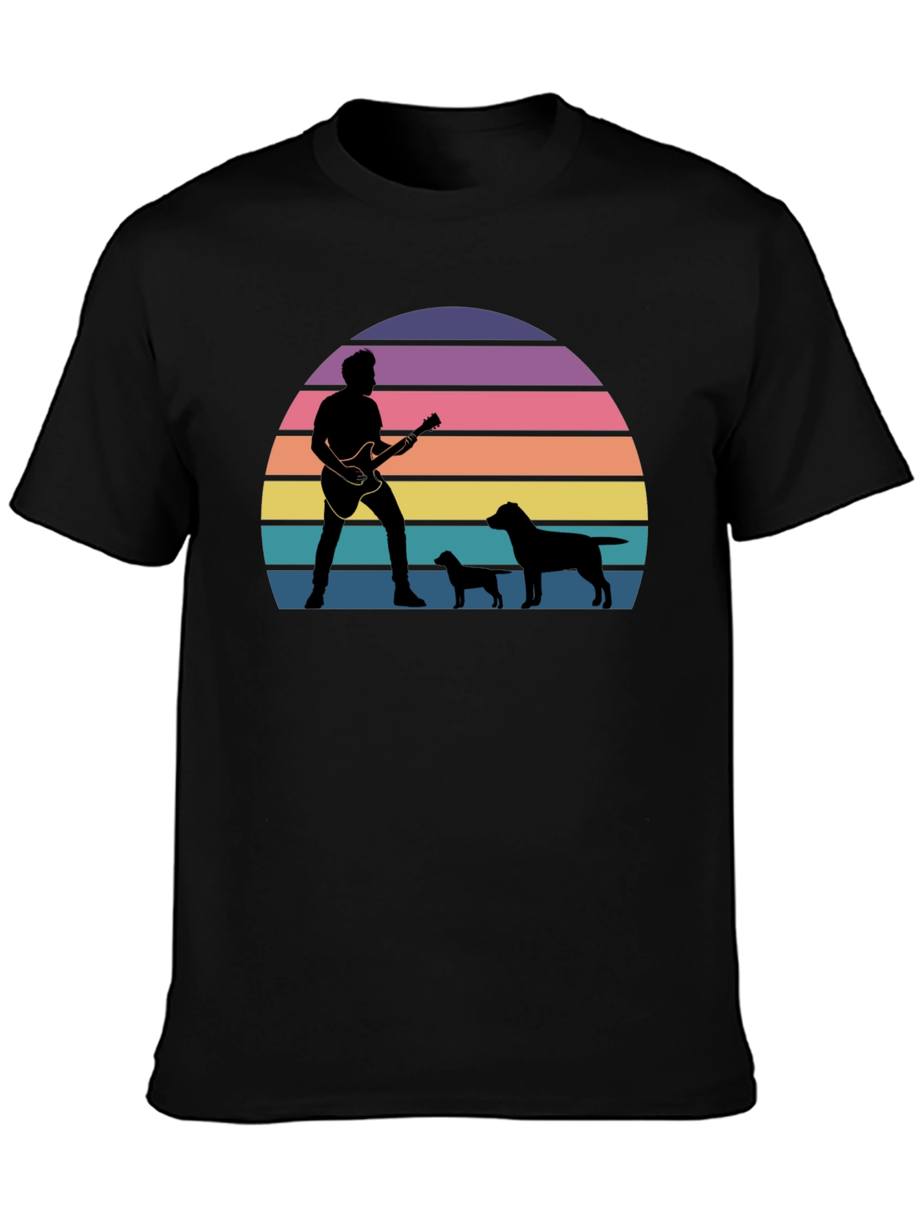Guitar Man & Dogs Sunset T-Shirt