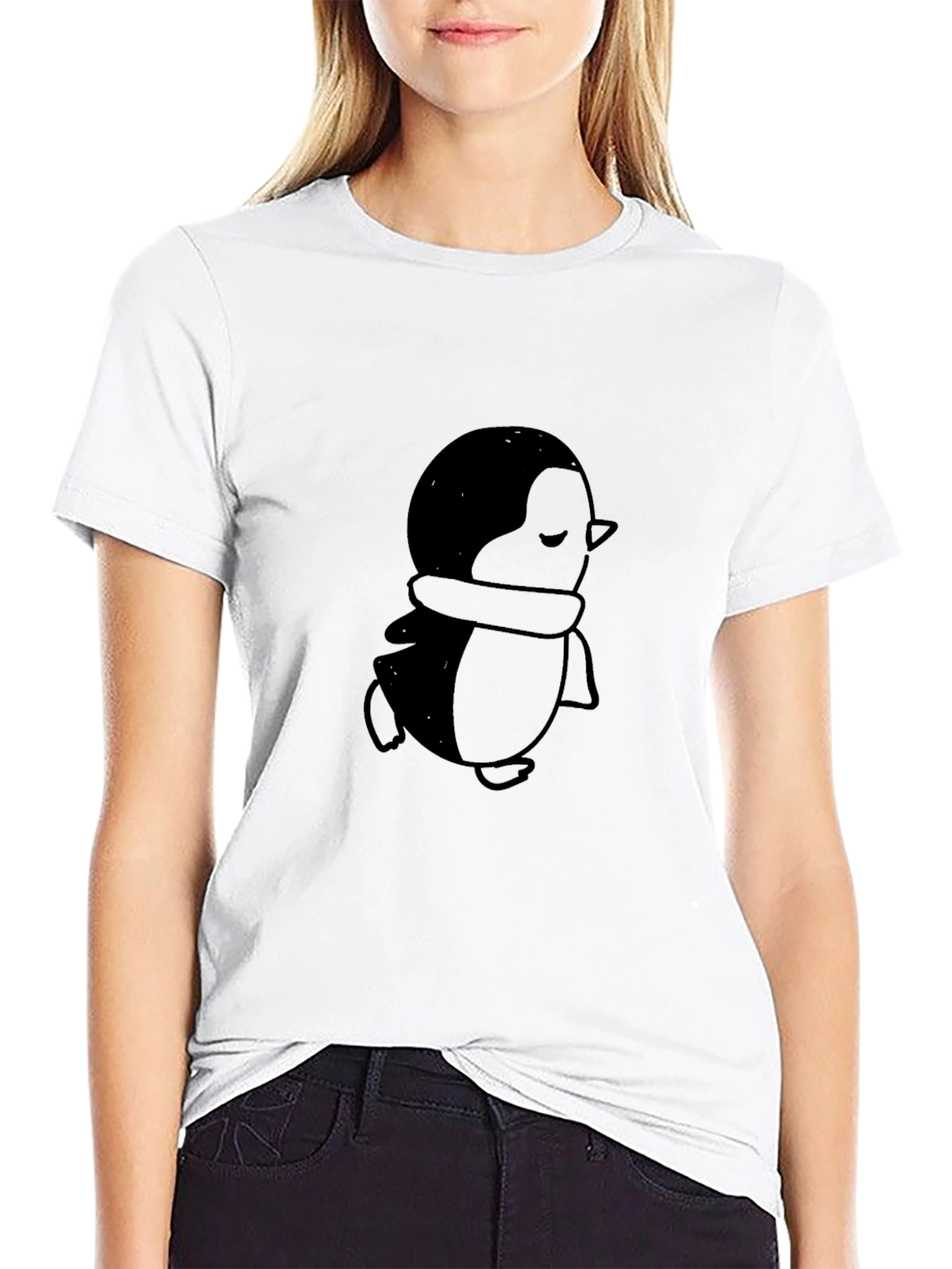 Mens Black Penguin Graphic T-Shirt