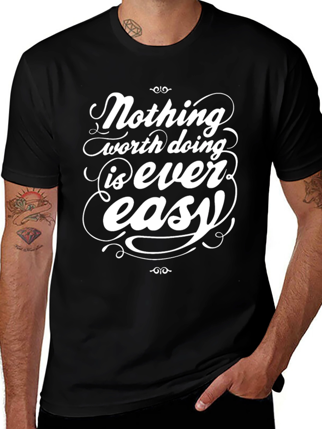Inspirational Graphic Tee - Nothing Easy T-Shirt