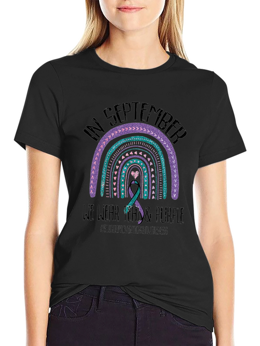 In September We Wear Teal & Purple Awareness T-Shirt