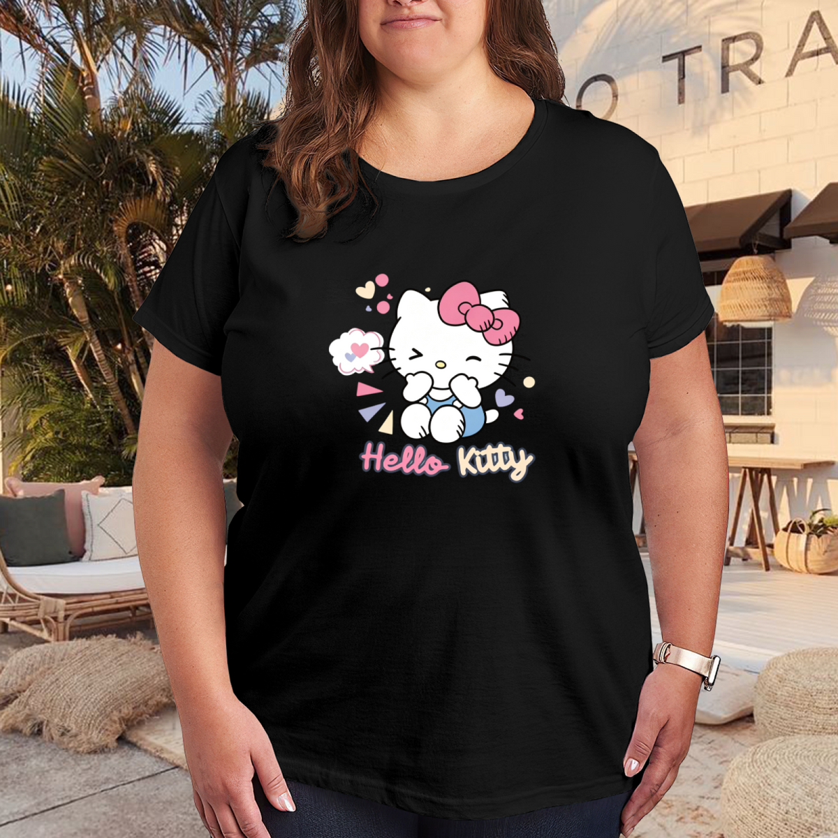 Sweet Wink Hello Kitty Heart Accent Plus?Size Casual T?Shirt