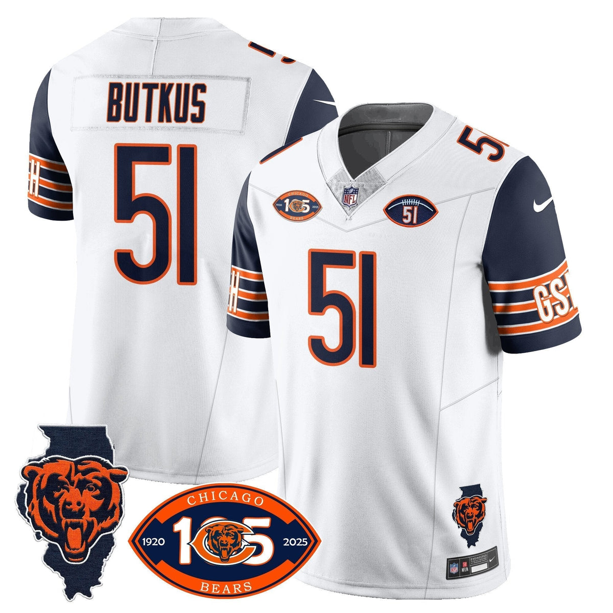 Men???s Chicago Bears 1920-2025 The Chicago Bears Vapor Limited Jersey ??? All Stitched
