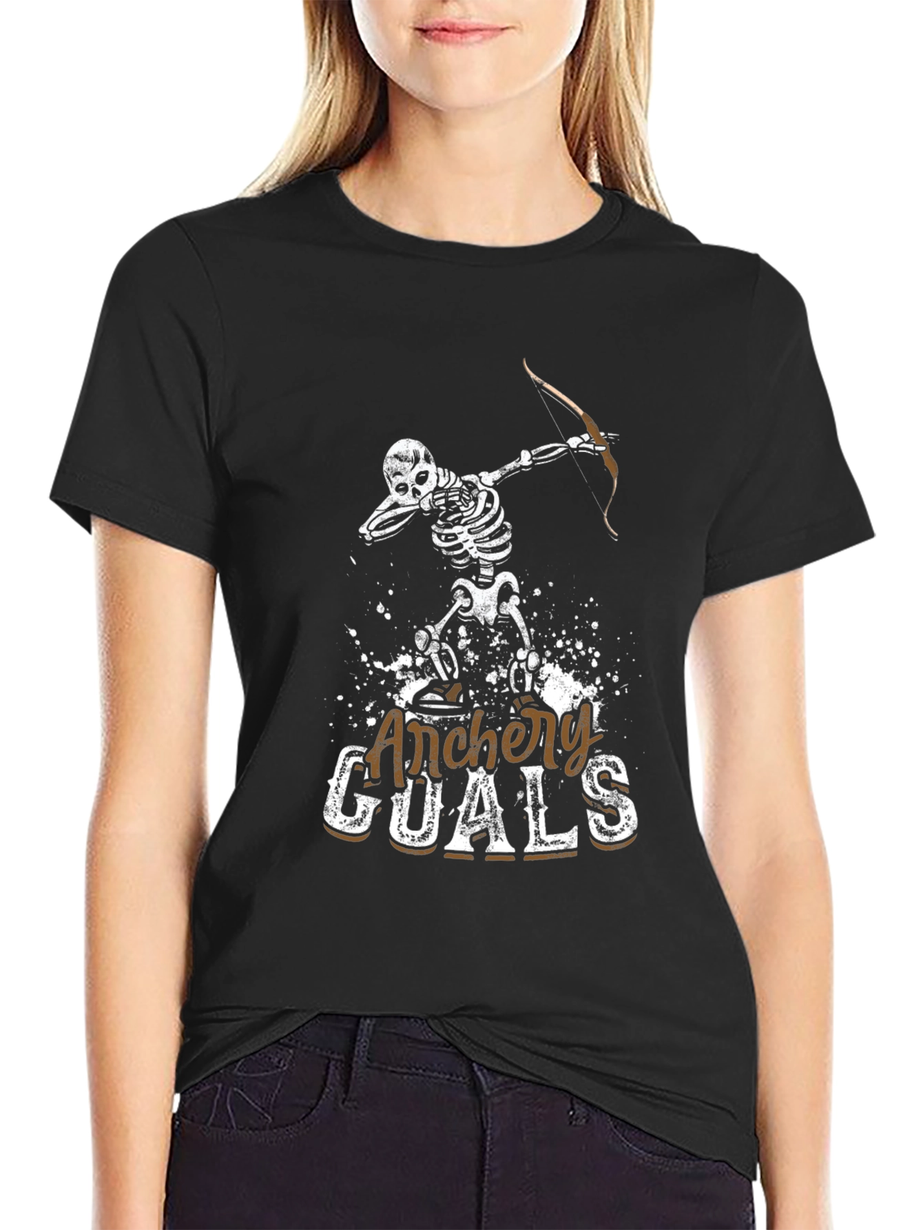 Archery Goals Skeleton Graphic T-Shirt