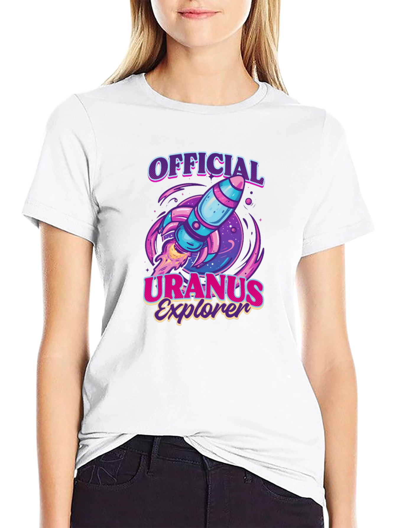 Uranus Explorer Black T-Shirt - Rocket Graphic Tee