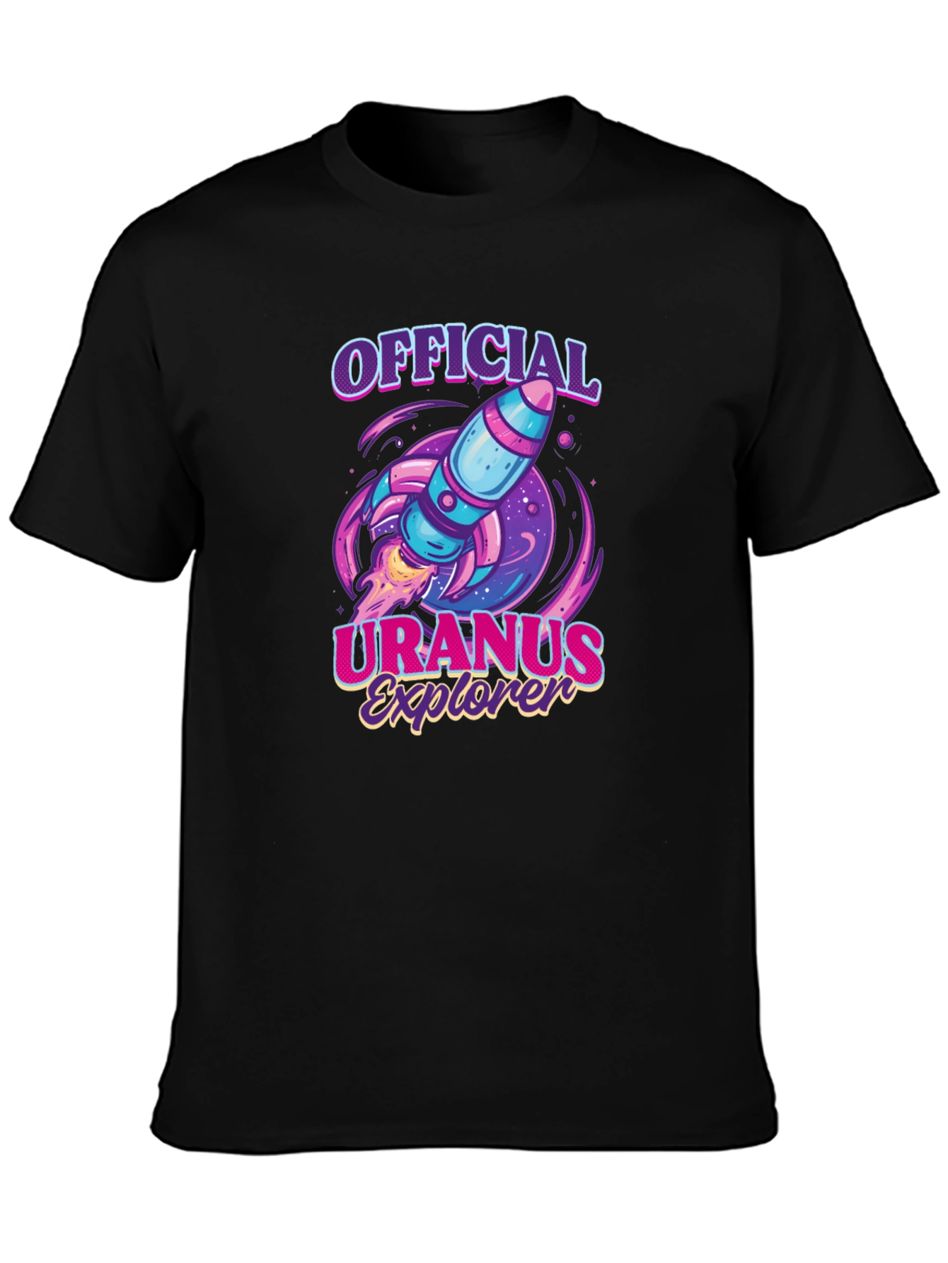 Uranus Explorer Black T-Shirt - Rocket Graphic Tee