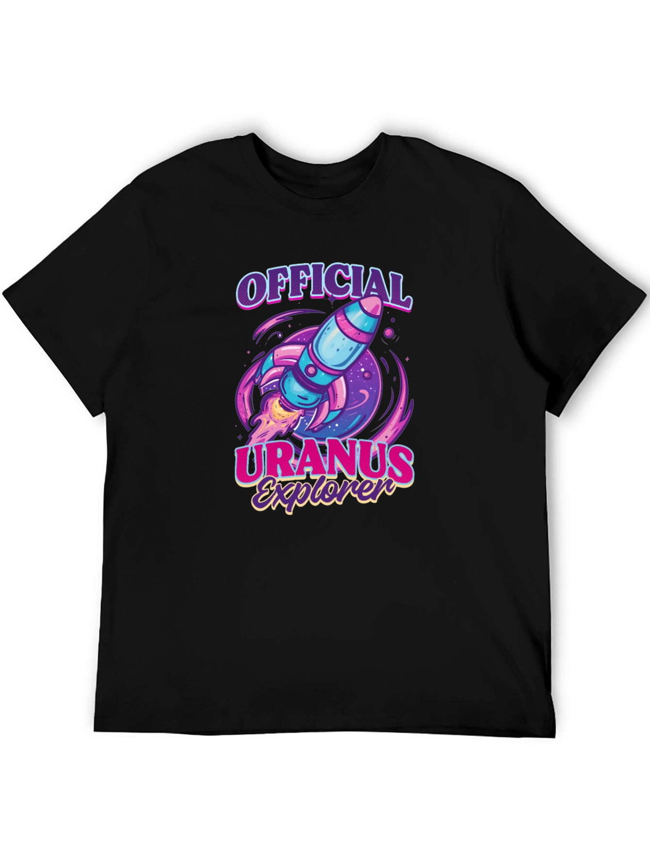Uranus Explorer Black T-Shirt - Rocket Graphic Tee