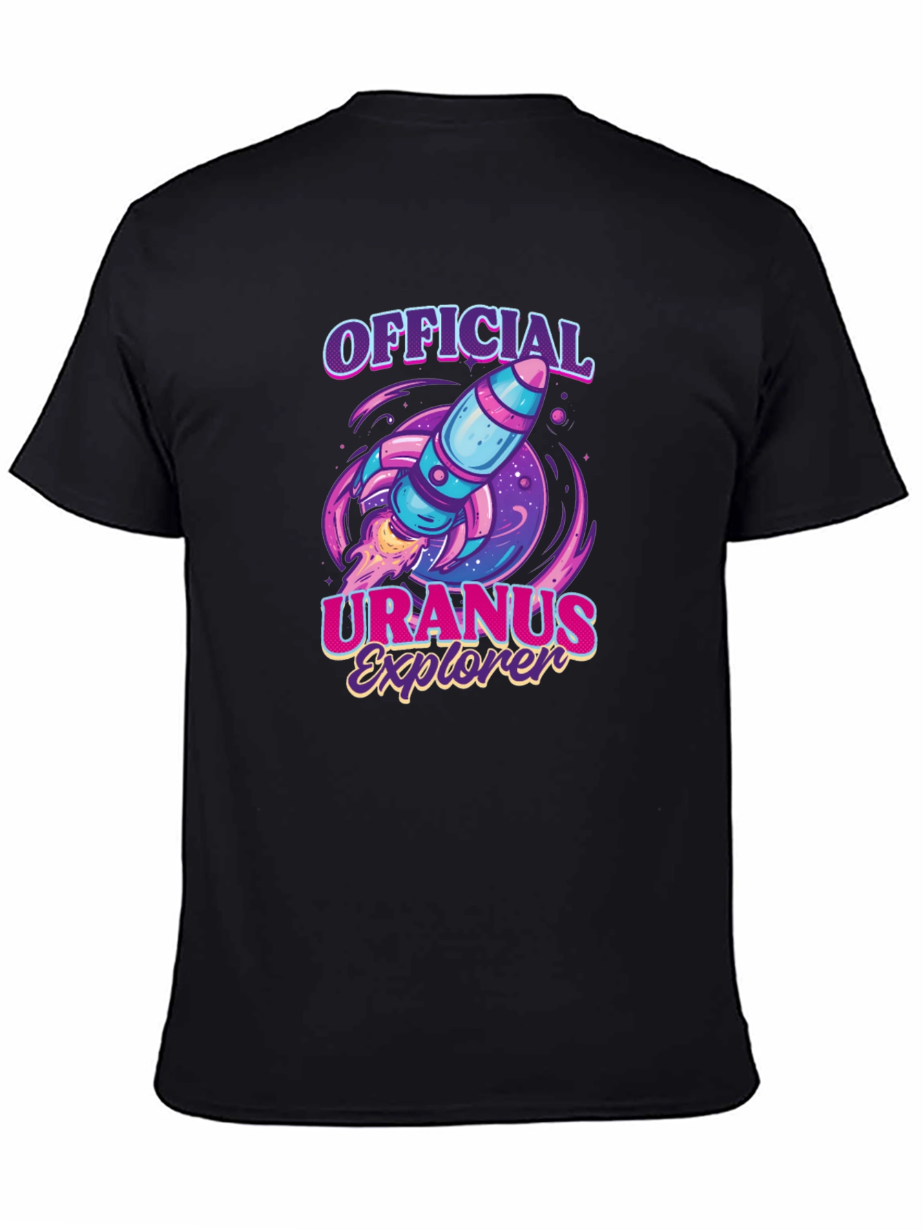 Uranus Explorer Black T-Shirt - Rocket Graphic Tee