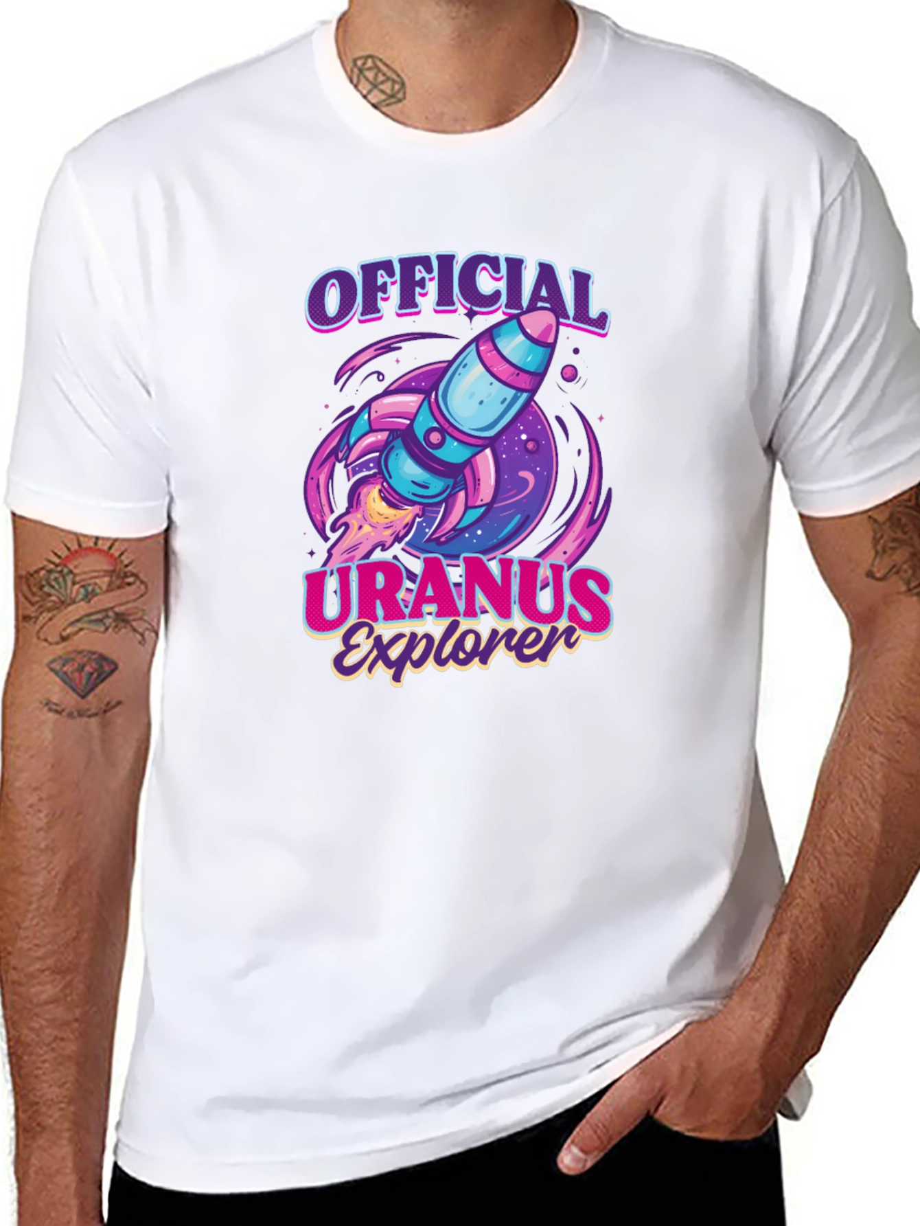 Uranus Explorer Black T-Shirt - Rocket Graphic Tee