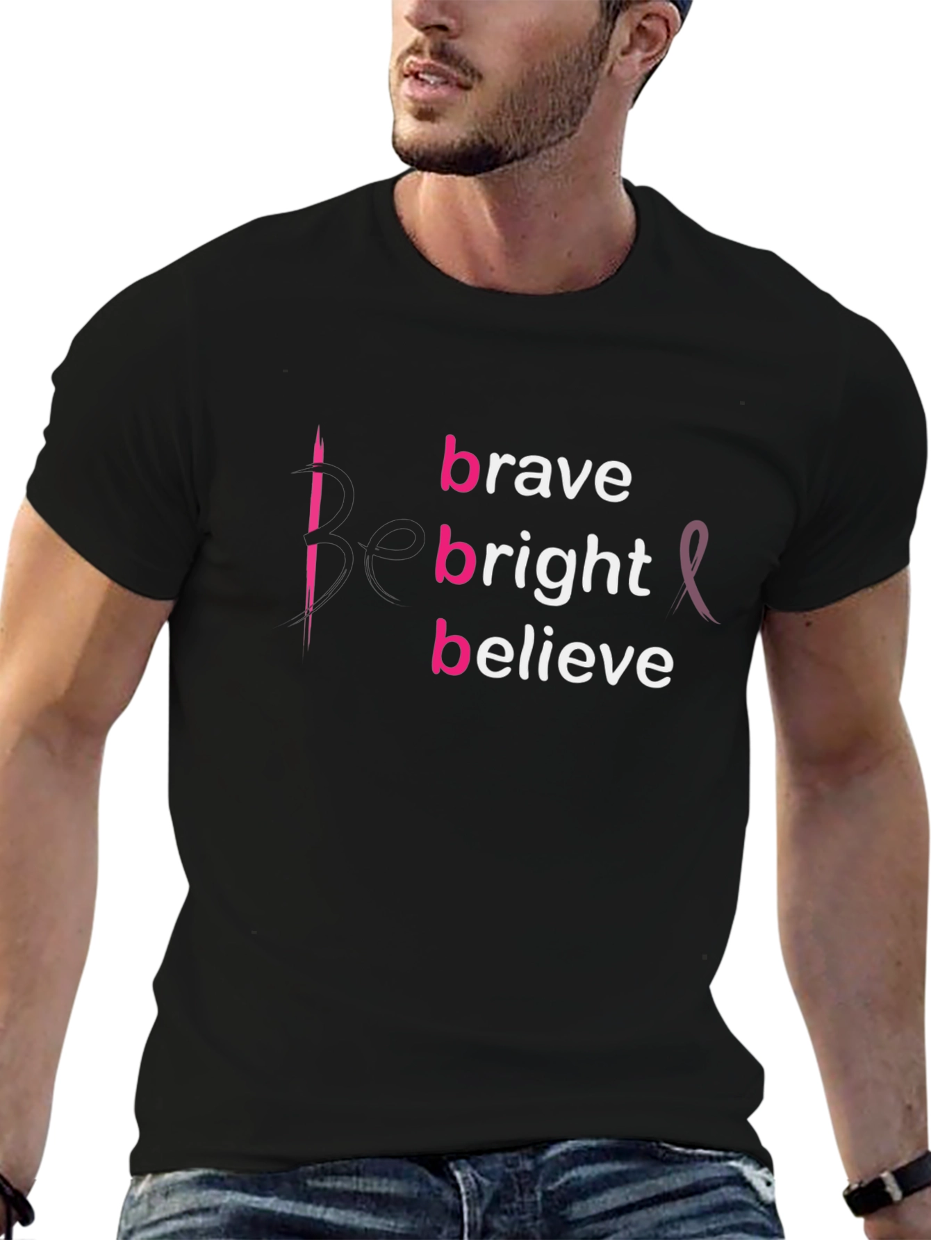 Brave Bright Believe T-Shirt - Breast Cancer Awareness