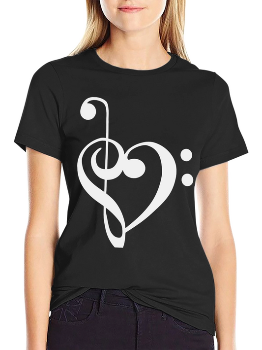 Musical Heart T-Shirt - Bass Clef & Treble Clef Design