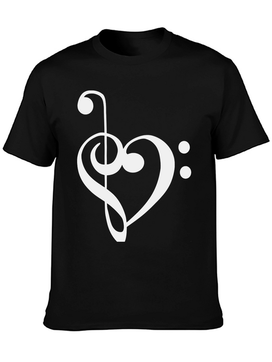Musical Heart T-Shirt - Bass Clef & Treble Clef Design