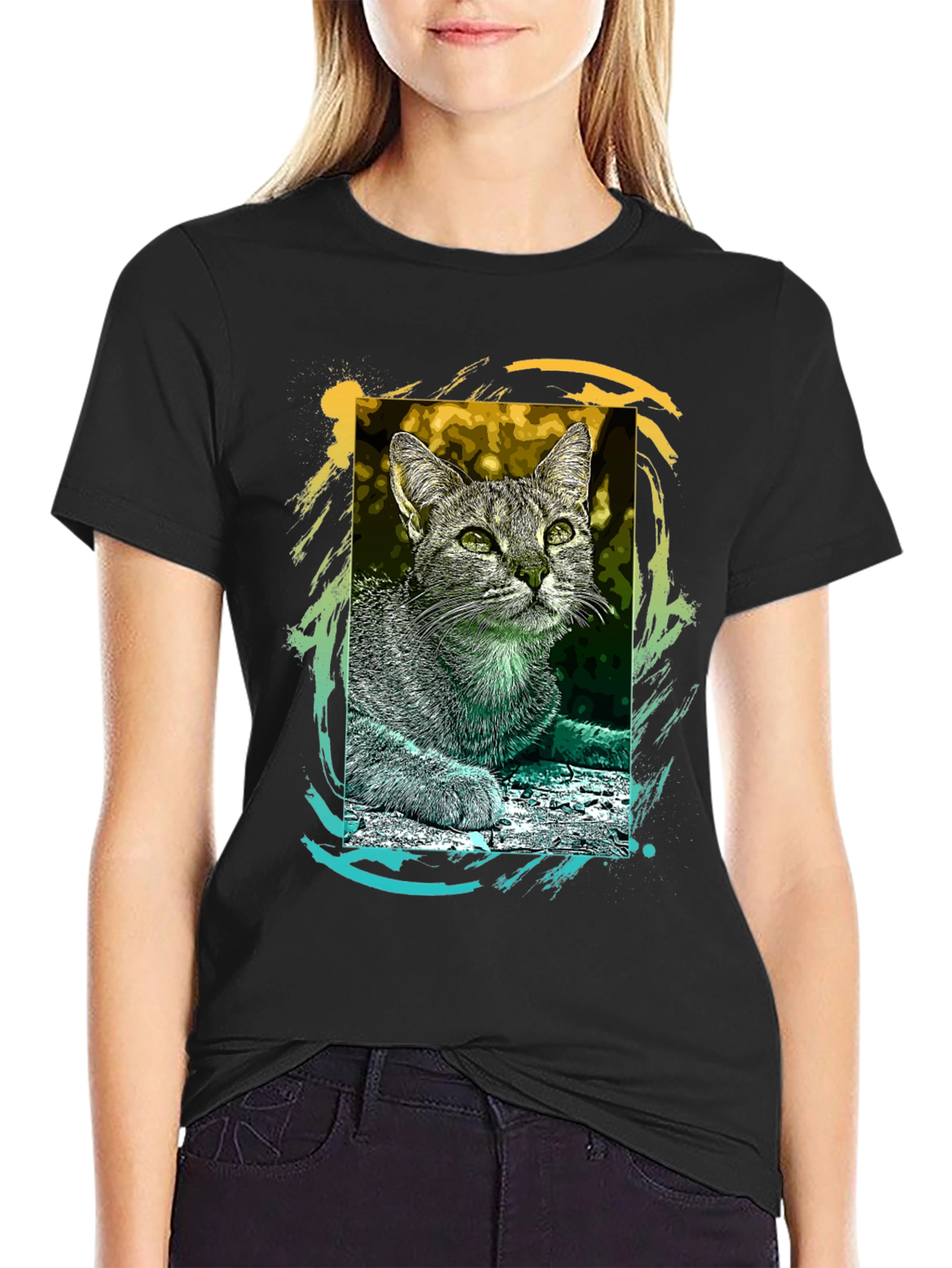 Cool Cat Graphic Tee - Trendy Unisex T-Shirt