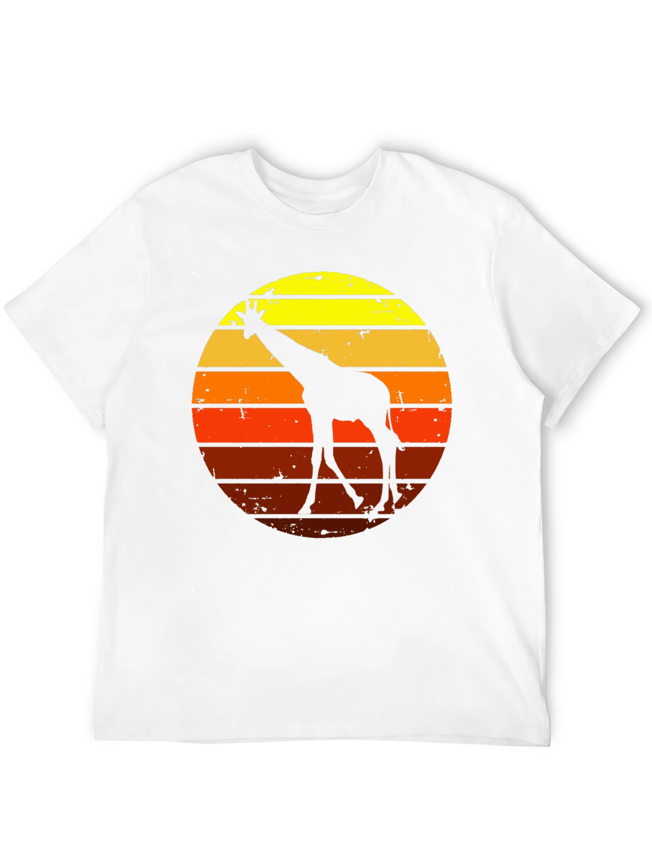 Retro Giraffe Sunset Graphic Tee - Black