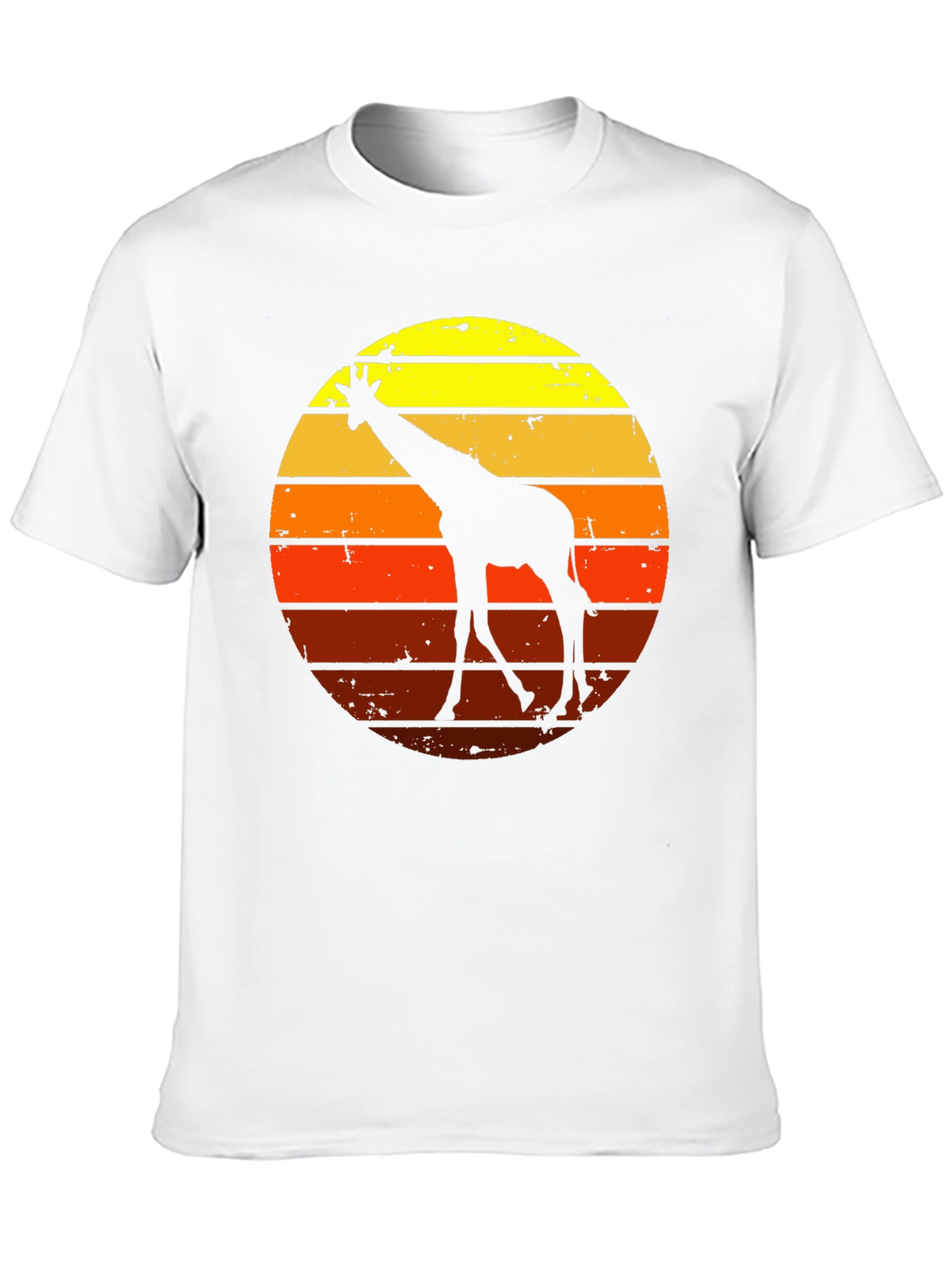 Retro Giraffe Sunset Graphic Tee - Black