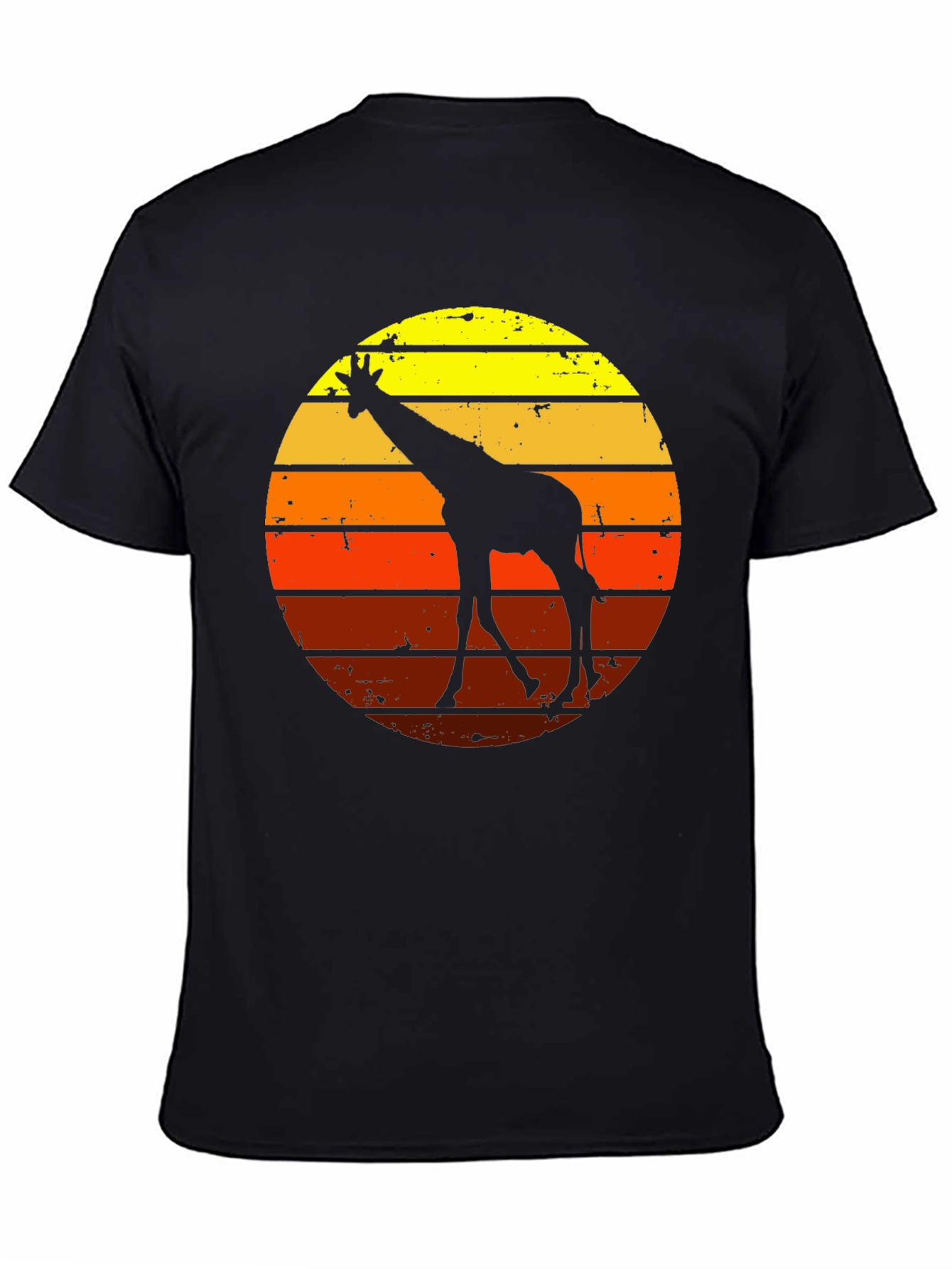Retro Giraffe Sunset Graphic Tee - Black