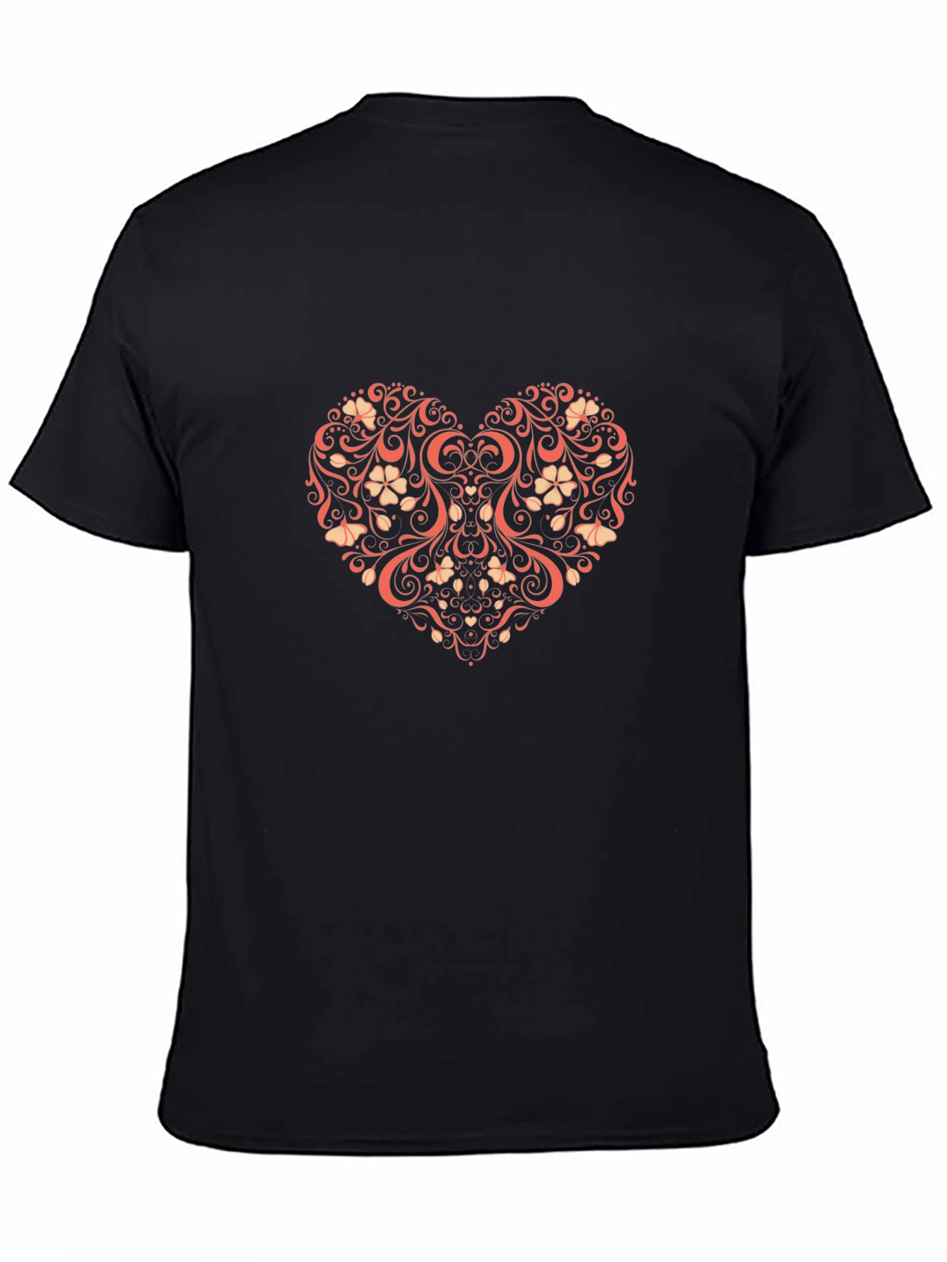 Floral Heart Graphic T-Shirt - Black