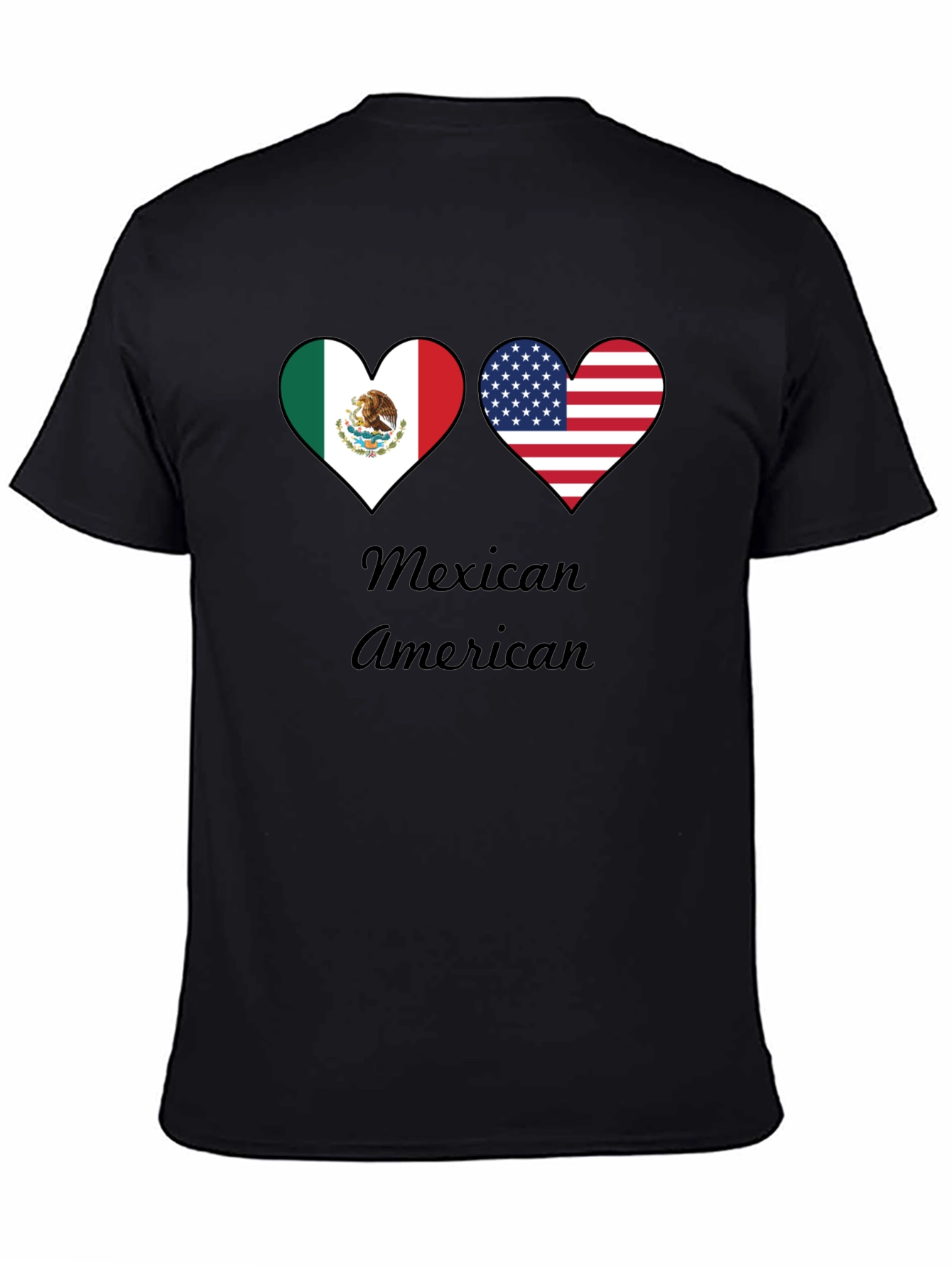 Mexican American Pride T-Shirt - Dual Heart Flag Design