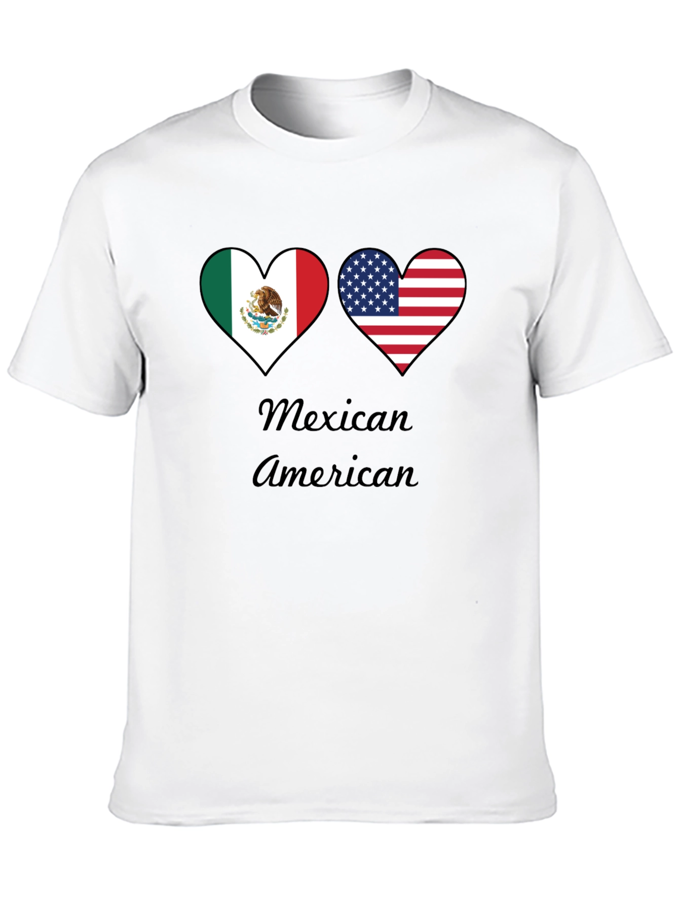 Mexican American Pride T-Shirt - Dual Heart Flag Design