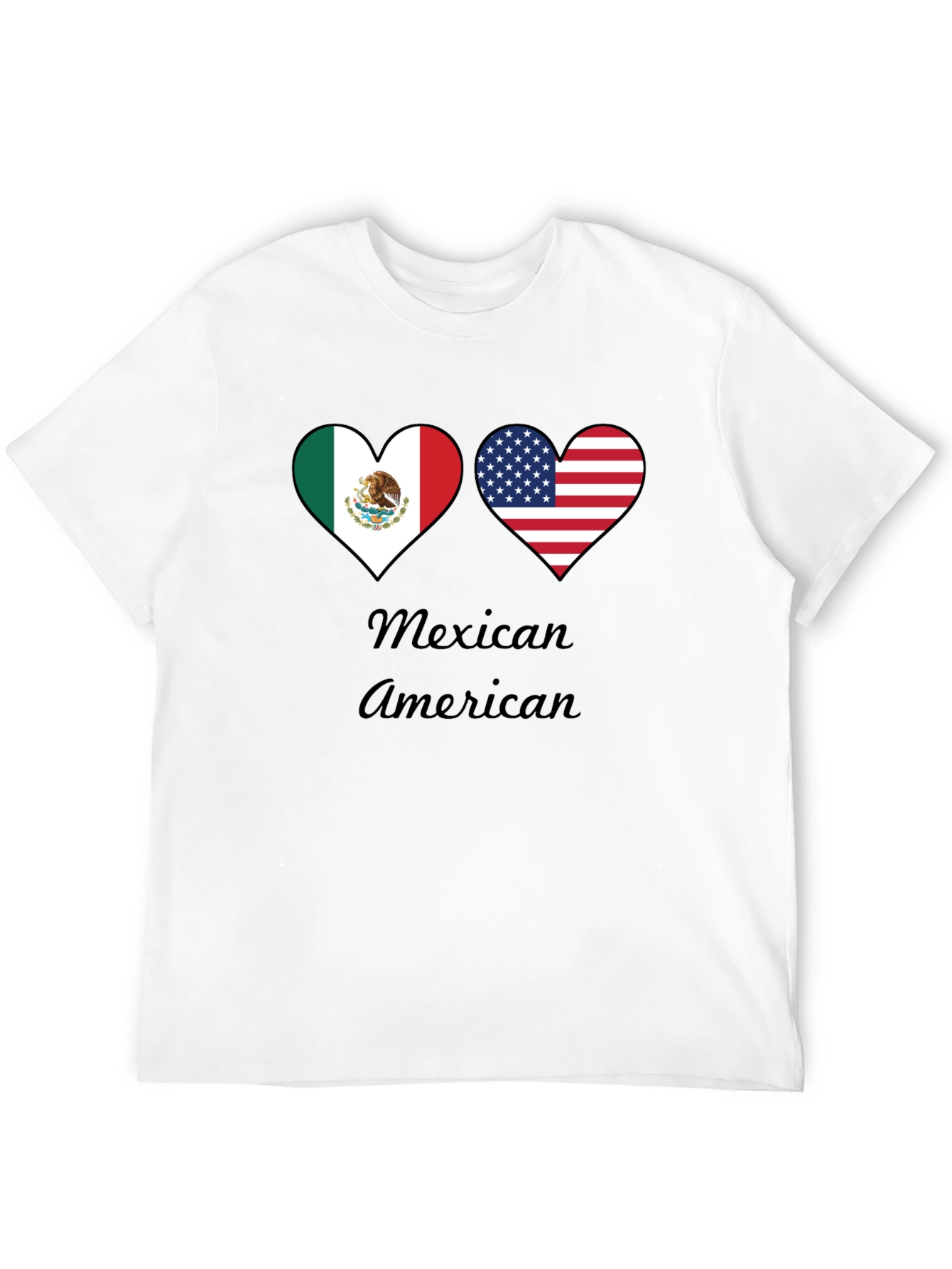 Mexican American Pride T-Shirt - Dual Heart Flag Design