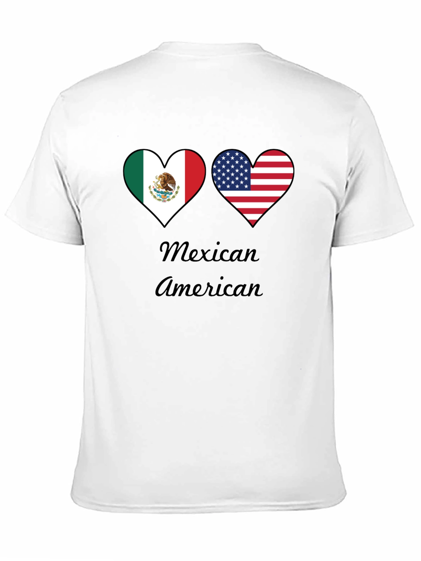 Mexican American Pride T-Shirt - Dual Heart Flag Design